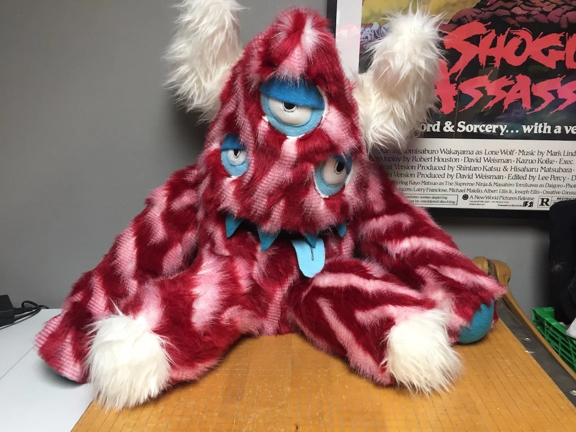 EXTRA LARGE CANDY CANE MONSTER WITH HORNS, LEGS, ARMS AND POCKET MOUTH