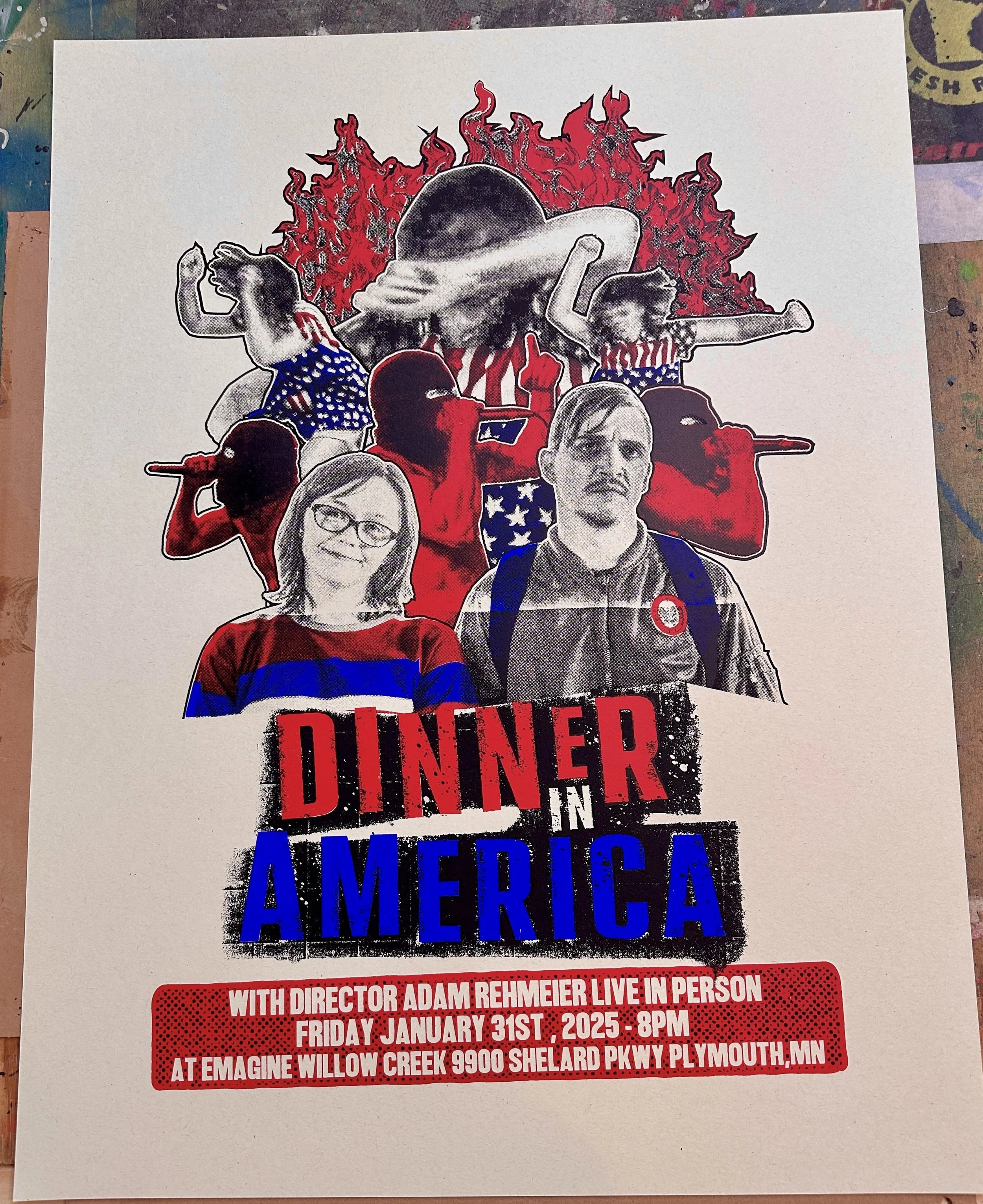 DINNER IN AMERICA screenprinted poster
