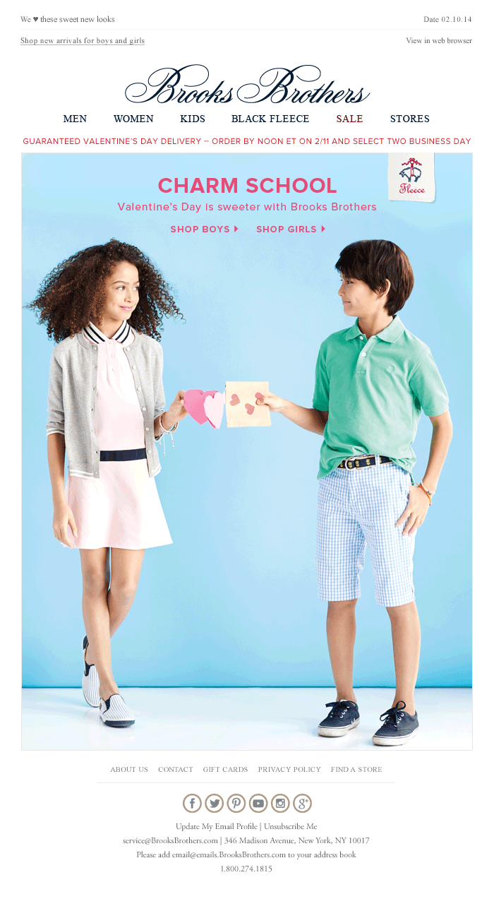  Back-to-school campaign for Brooks Brothers brought a fresh twist with whimsical copy and vibrant photography. 