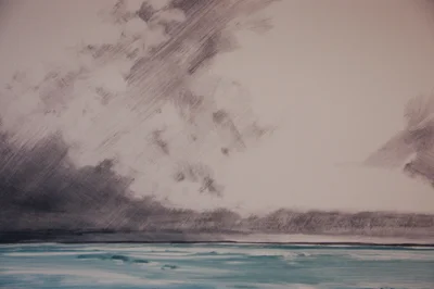  Ashforth's paintings explore the balance and tension within the horizon line. 