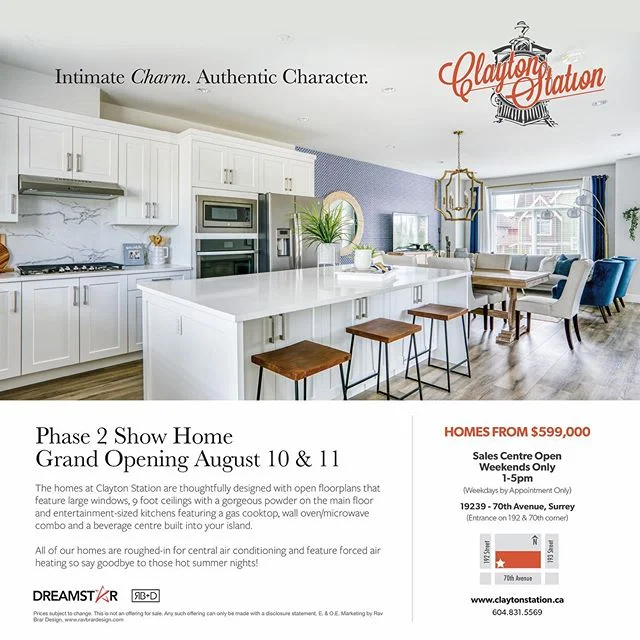 Clayton Station $599,800 starting
Please visit our website at www.claytonstation.ca for more information.Sales office is open daily 1-5 except Friday.Phase 2 is now available delivering in August 2019
19239 70th Avenue
V4N 6S8
#claytonstation #realestate #showhome #youcanlivehere #forcedairgasheating #gasstove #swarnandpar #cloverdale #clayton #moveintoday #dreamstar #fraservalley #townhome #fvreb #homelife #3bedroom #walkinpantry #parklike #airconditioning #whybuyused #luxurytownhome #doublegarage #home #community #kingsizebed