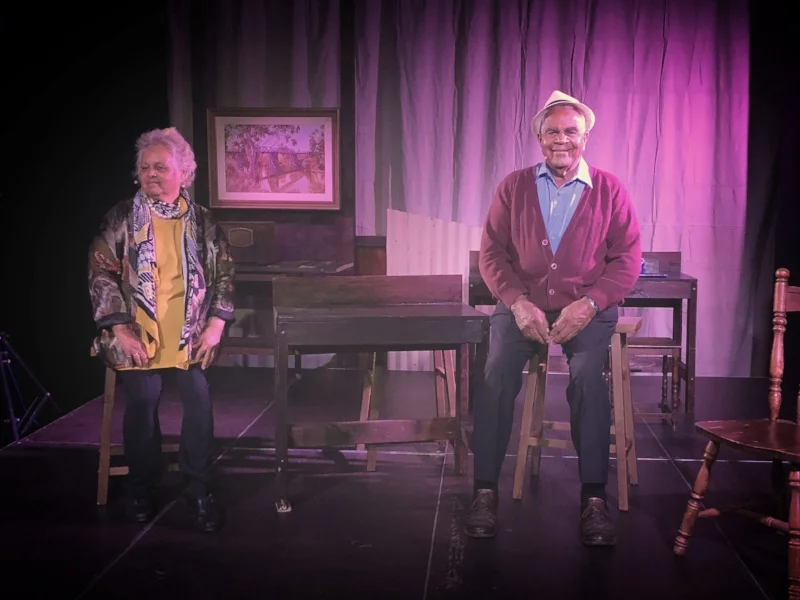 Aunty Ruth and Uncle Dick Carney on stage during the Dubbo performance of A Little Piece of Heaven.