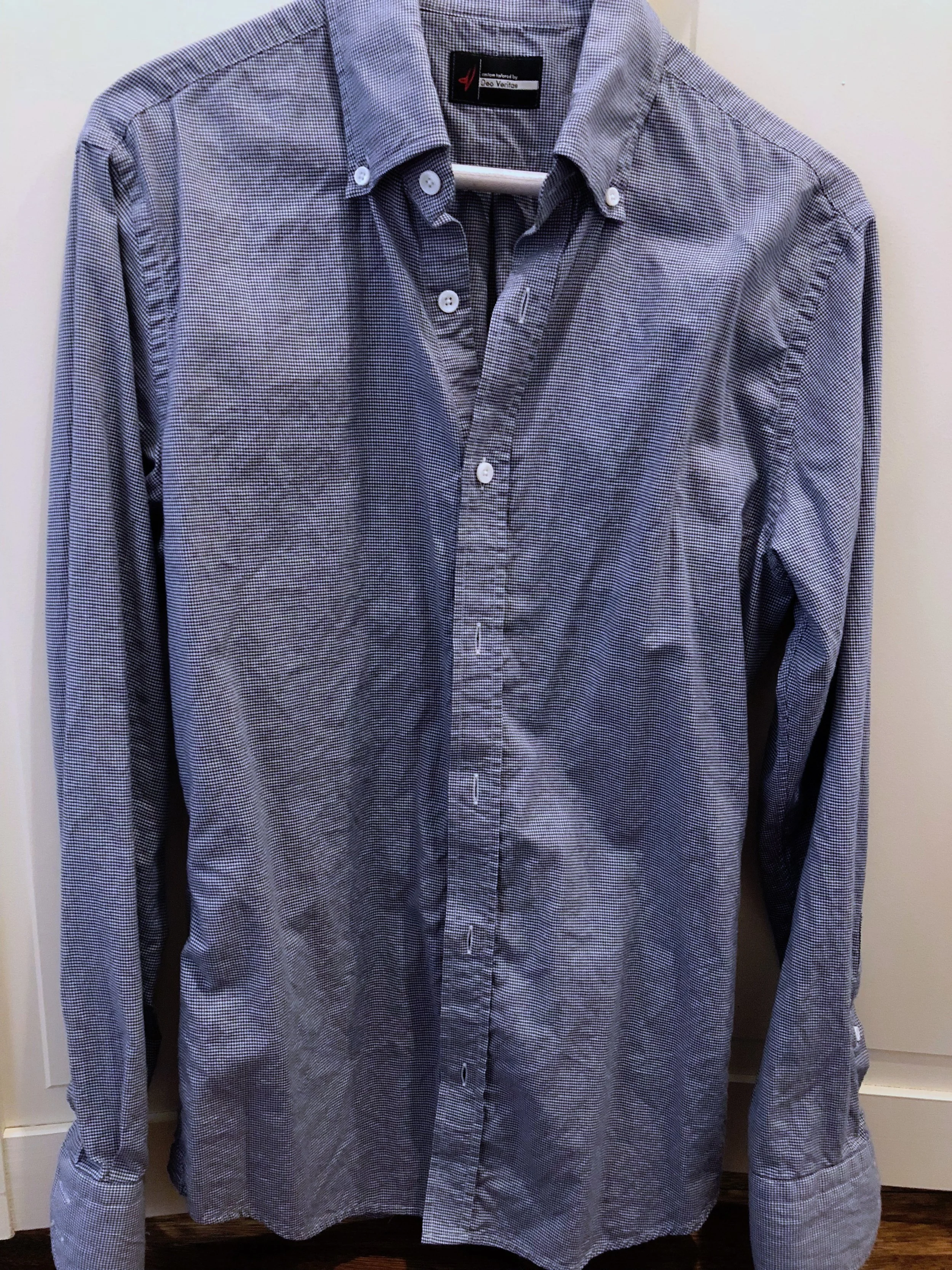 The navy houndstooth casual shirt