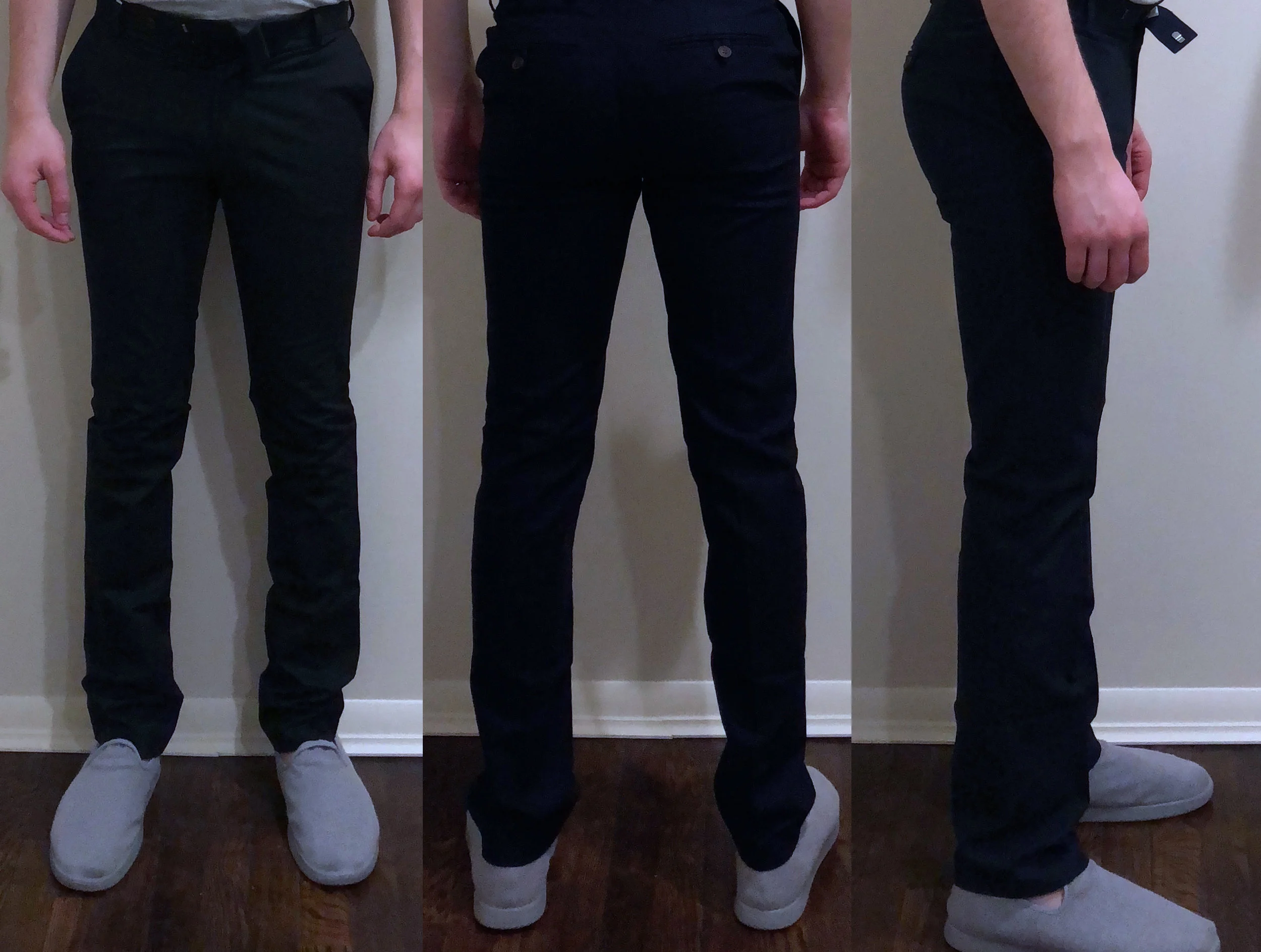 Dress pants fit pic (slippers by Allbirds)