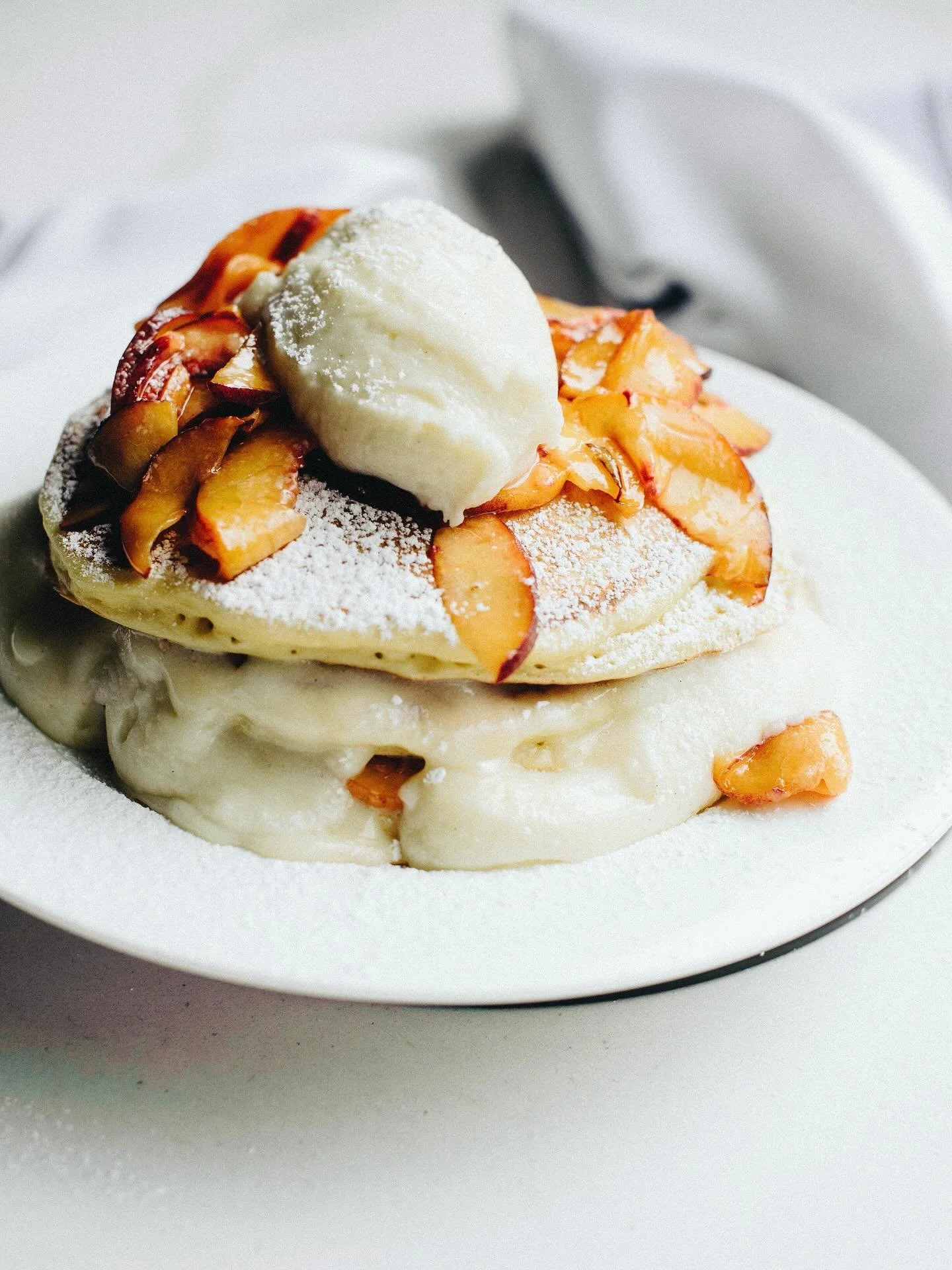 Peaches and Cream pancakes are back for a limited time! Enjoy this seasonal favorite on our brunch menu now