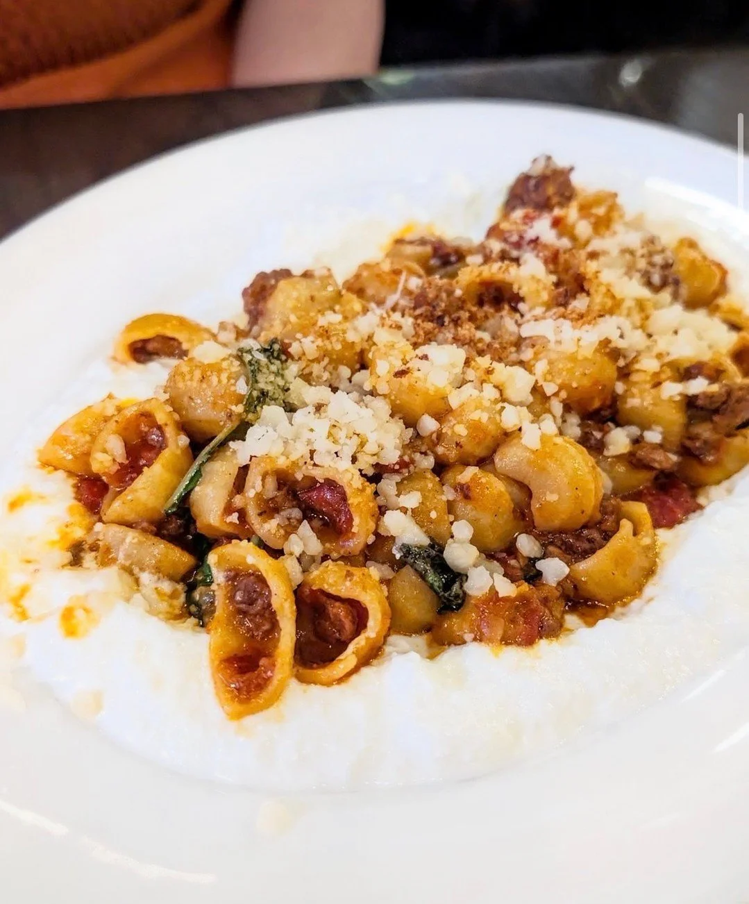 Who doesn't love a pasta shape with a fun name? 🍝  Our Orecchiette (&quot;little ears&quot;) features Jakeʼs Country Sausage rag&ugrave;, basil, and breadcrumbs on a bed of ricotta. 

📷 : @Superjooo

#LouisvilleDinnerSpots #ItalianFood #Pasta #Orec