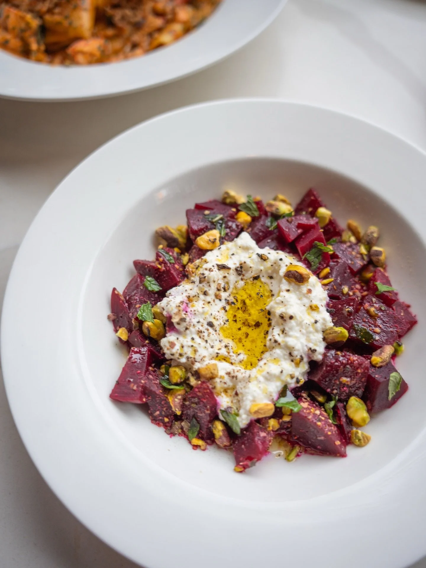 Beets and house-made buttermilk ricotta. We hit them with citrus, pistachios, and mint.

This is one of the menu items we have available during both lunch and dinner service so you can enjoy them anytime any day as a starter, a shareable, or just as 