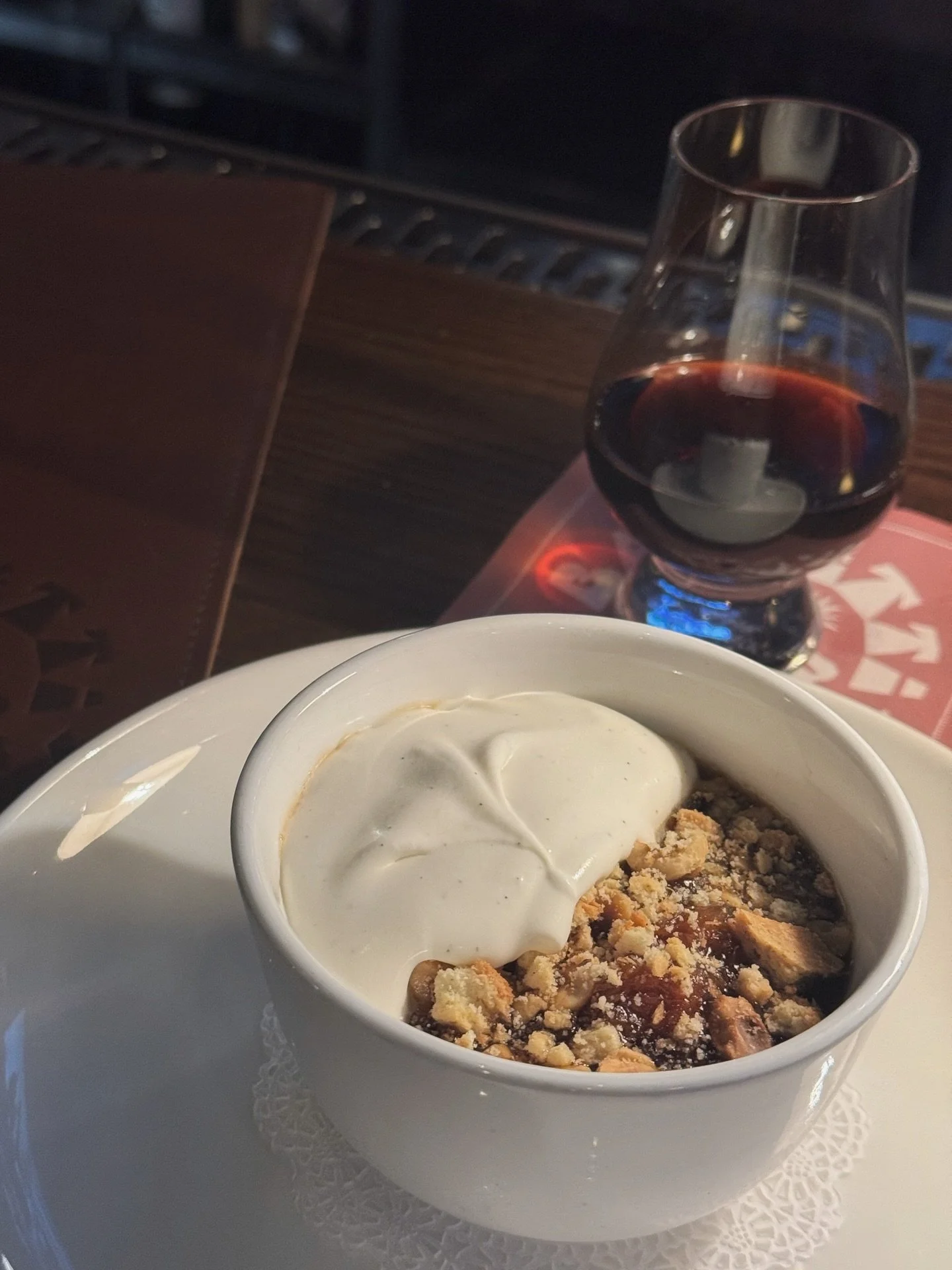 Leave room for dessert? Allow us to introduce you to Chocolate Budino. Decadent chocolate finished with blood orange marmalade, fennel crumble, brown butter hazelnuts, and whipped cream.

We encourage you to enjoy it with one last pour of amaro befor