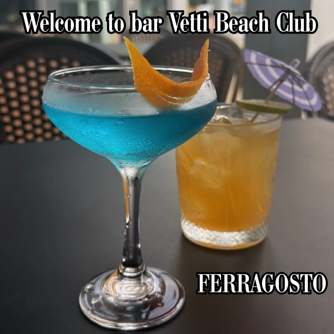 One more sleep until Ferragosto. Any guesses as to what these cocktails might be? Find out for yourself at bar Vetti Beach Club. August 15-30.