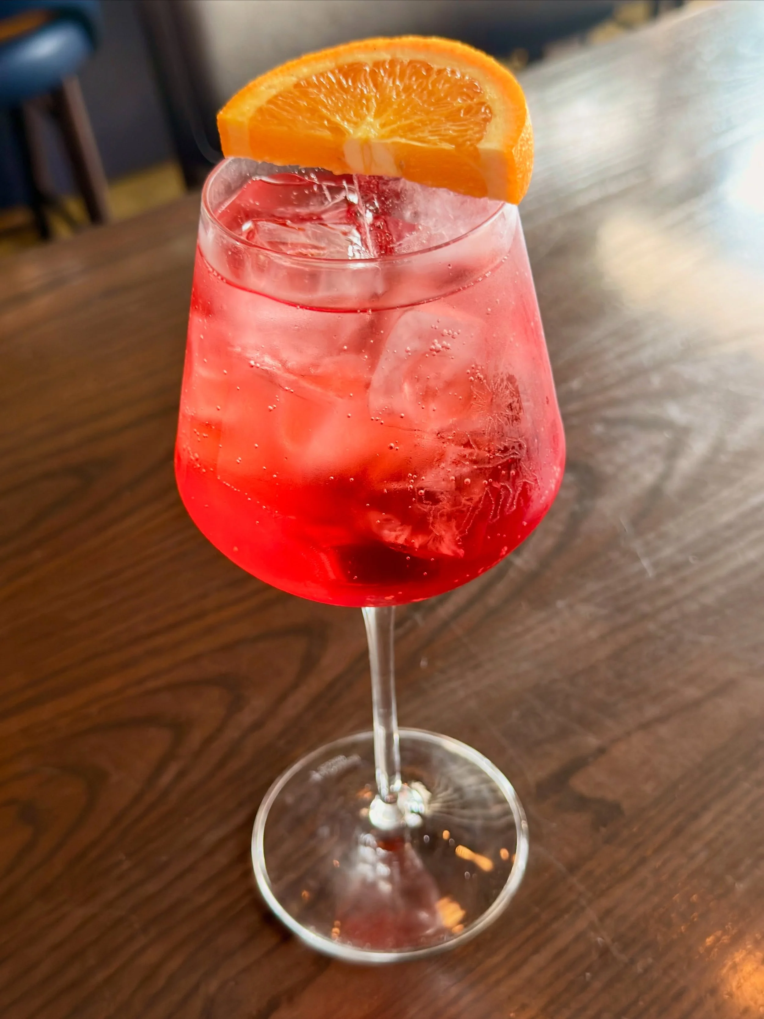 Craving a glass of ✨something✨ with lunch but can&rsquo;t have a drink quite yet? We have non-alcoholic options available.

The Impostore Spritz, for example, features Giffard Sirop Apertif, soda, and orange.