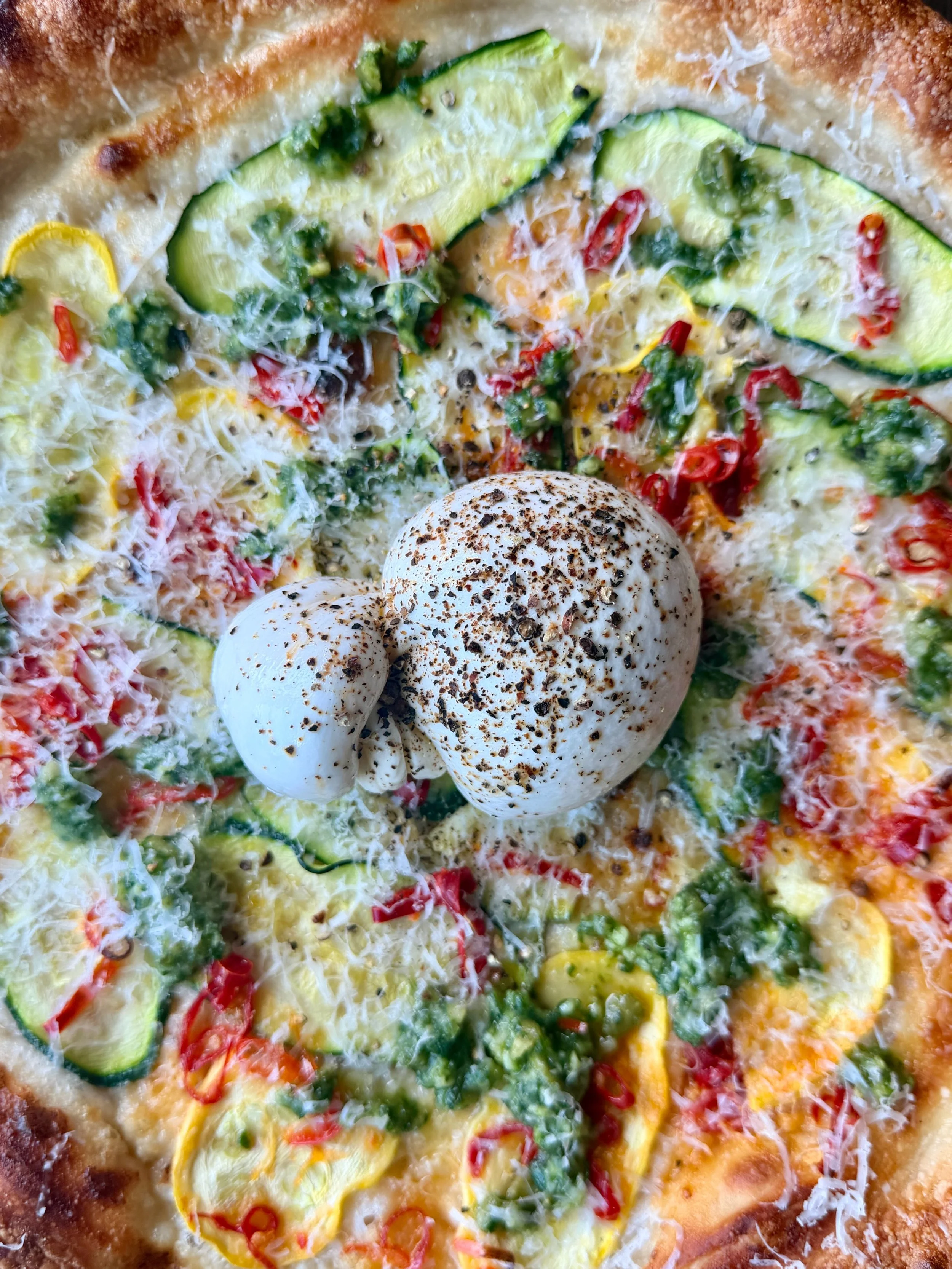 Whether you&rsquo;re dining in or grabbing an order to-go, you should know that the Squash &amp; Burrata Pizza is becoming a fan favorite with our guests.

Squash, zucchini, mascarpone, arugula pesto, Calabrese peppers, Gr&auml;ńde burrata, and pecor
