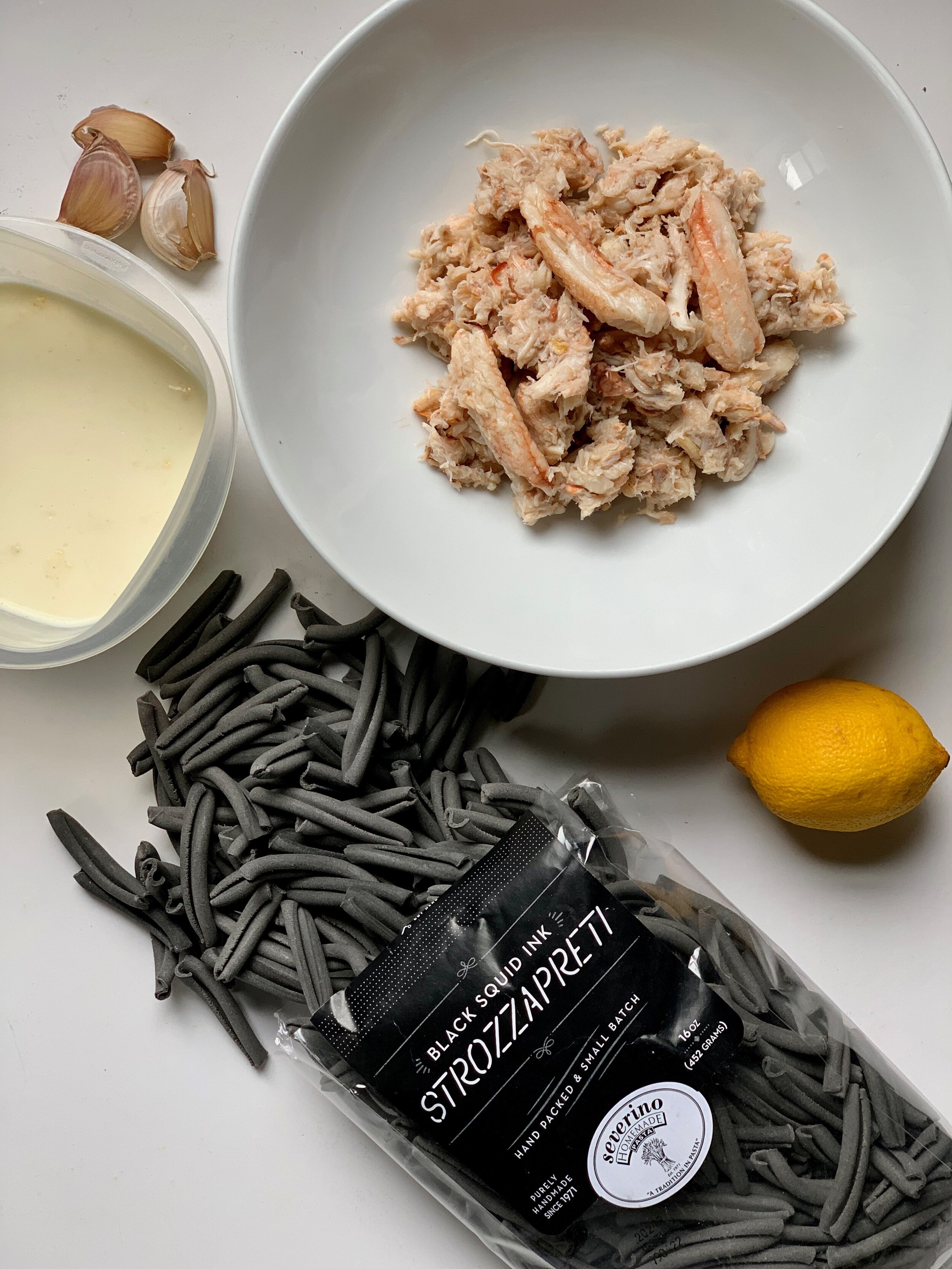 Saltbush and Squid Ink Tagliolini with Crab and Finger Lime - Pasta et Al