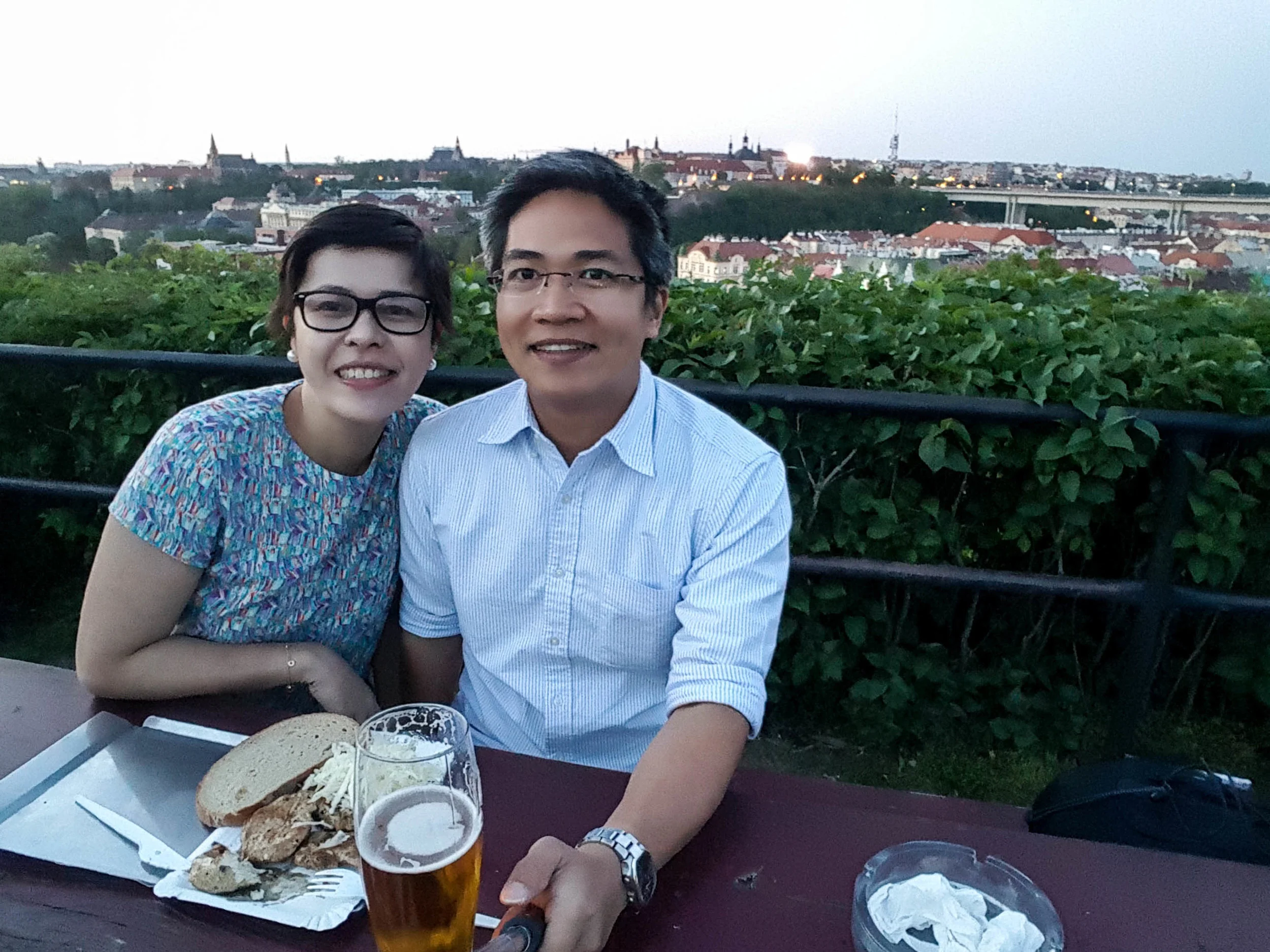 Capping the Prague visit with a night in the beer garden overlooking the city. The grilled mushrooms are to die for! :)