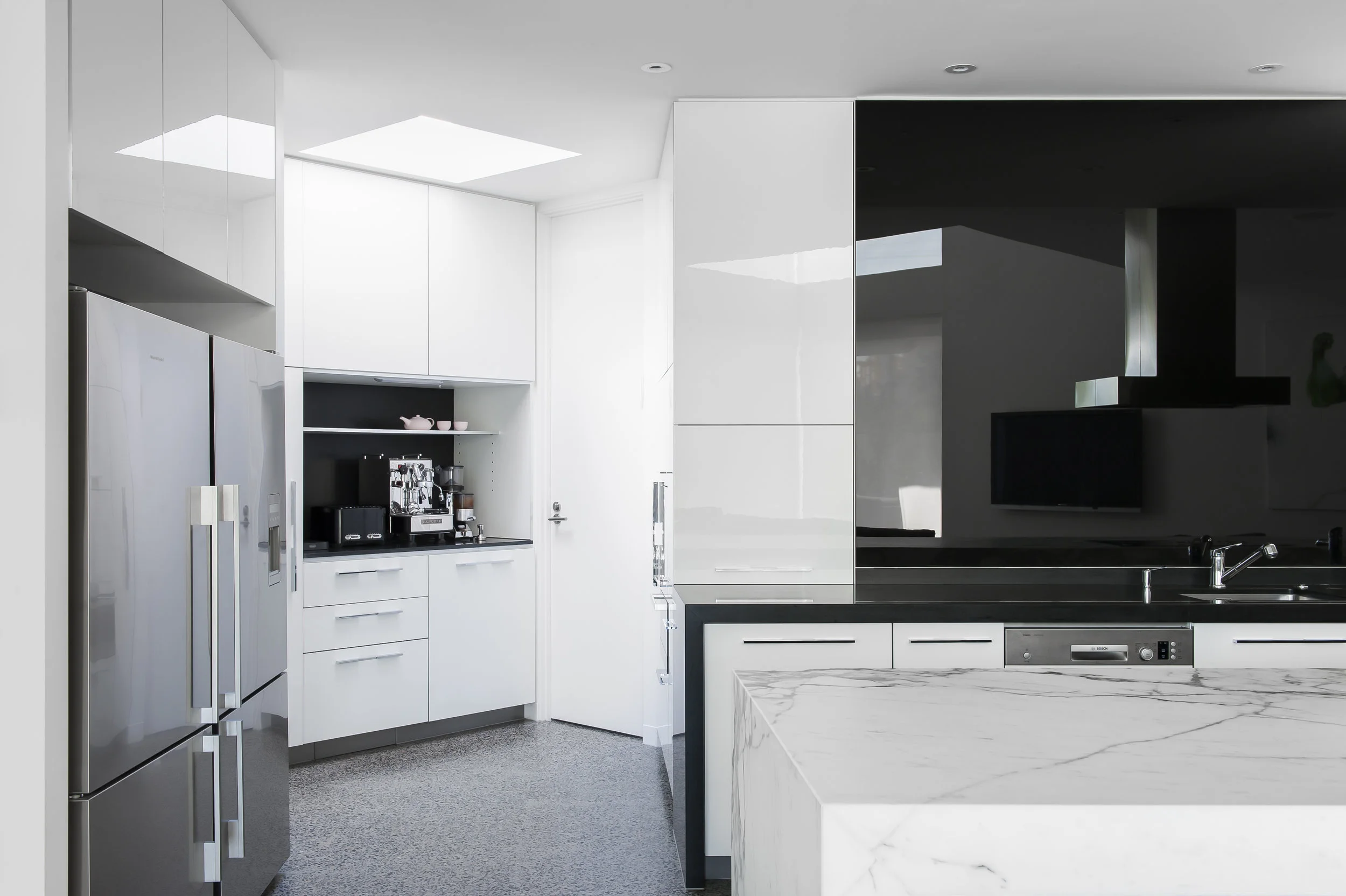 Rina Cohen Interiors, RCI Designs, Interior Design Black & White Award Galley Kitchen