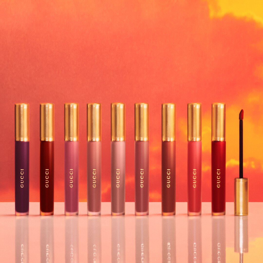 Find your favorite colour with @GucciBeauty's Rouge &agrave; L&egrave;vres Liquide. Nine shades from natural,  rosewood, orange to pink, red and plum capture the rainbow of shades in the sky as the sun begins to  set, offering a lip color choice for 