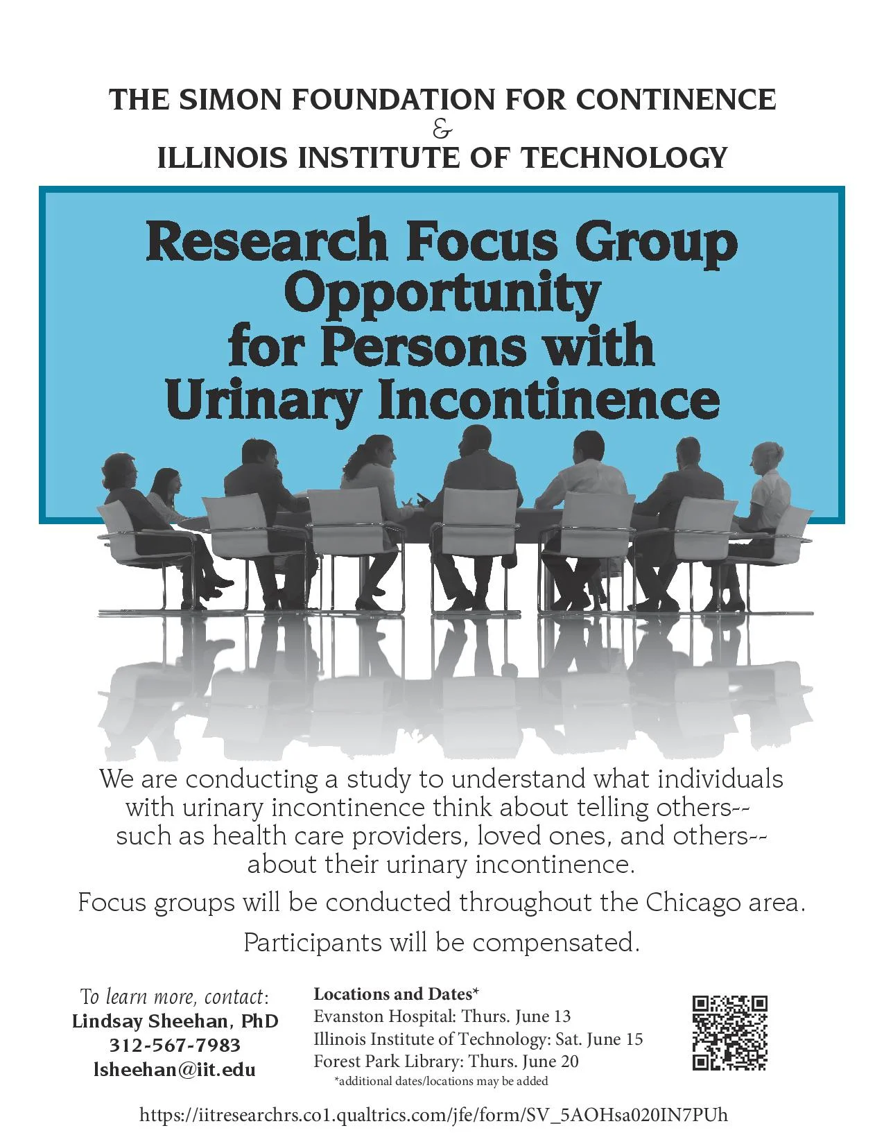Contact Lindsay Sheehan, PhD at (312) 567-7983 or lsheehan@iit.edu for more information on this study