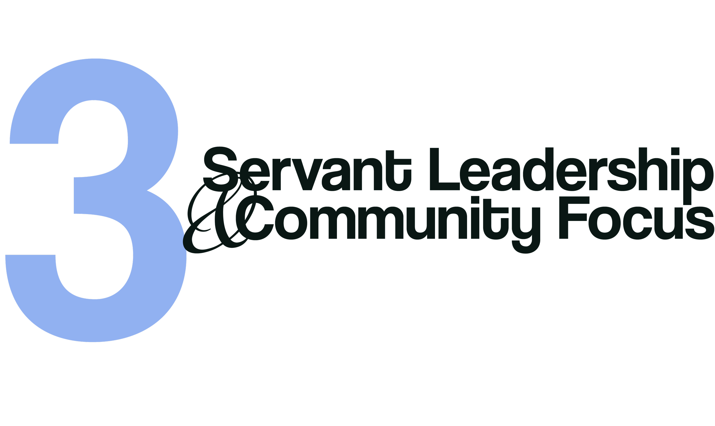 Number 3 with text 'Servant Leadership & Community Focus'