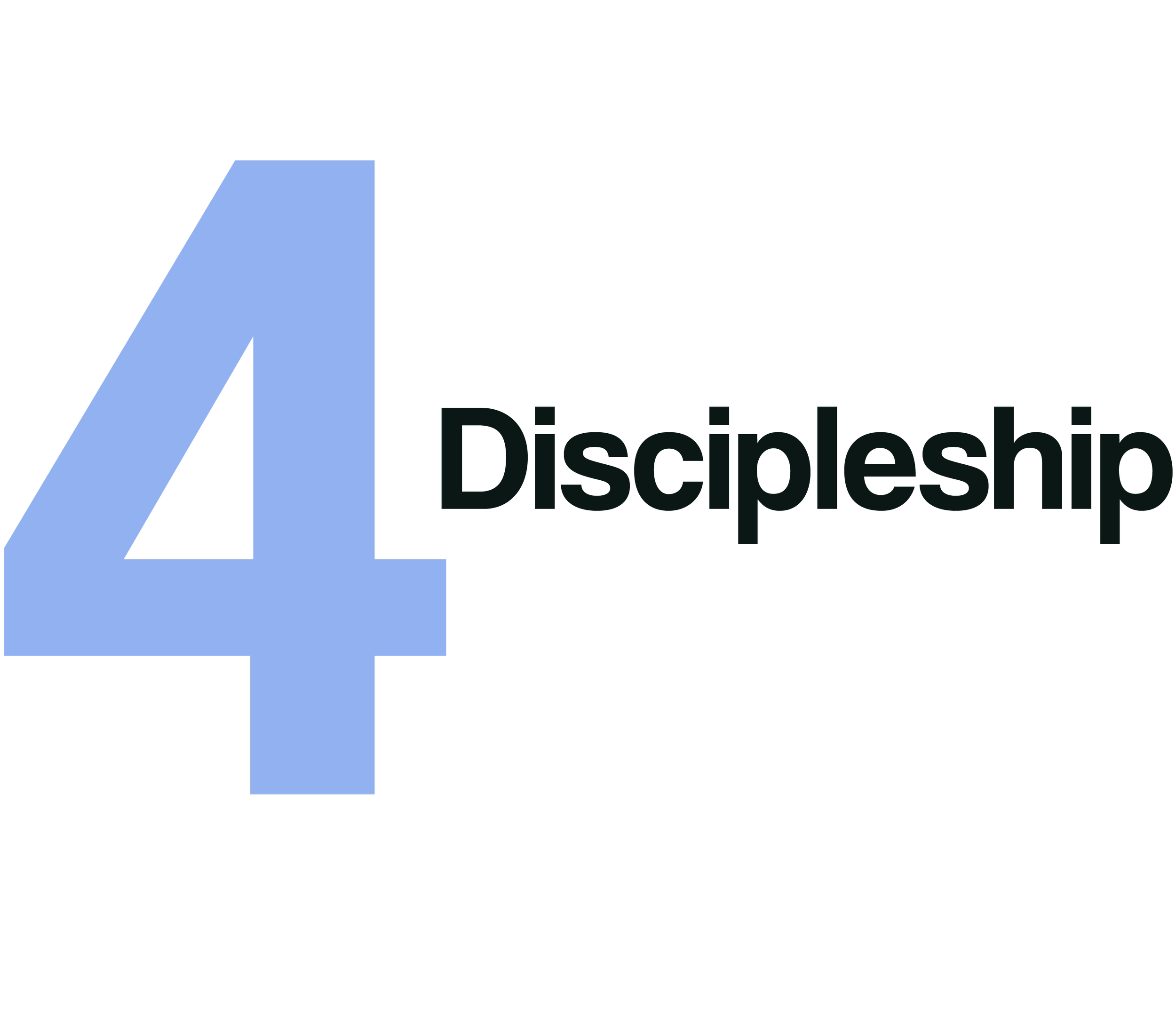 Number 4 in blue with the word 'Discipleship' in black next to it.