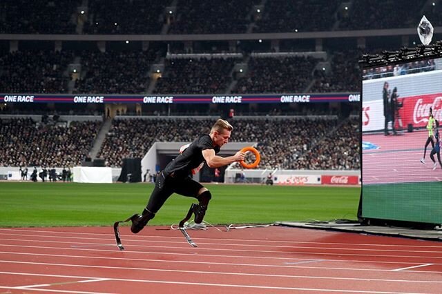 Raced in front of 60.000 people at the Olympic &amp; Paralympic Stadium as a part of the official opening ceremony for Tokyo 2020. In a relay of Olympic and Paralympic athletes together. Such an honor to run there as one of the first athletes! #hello