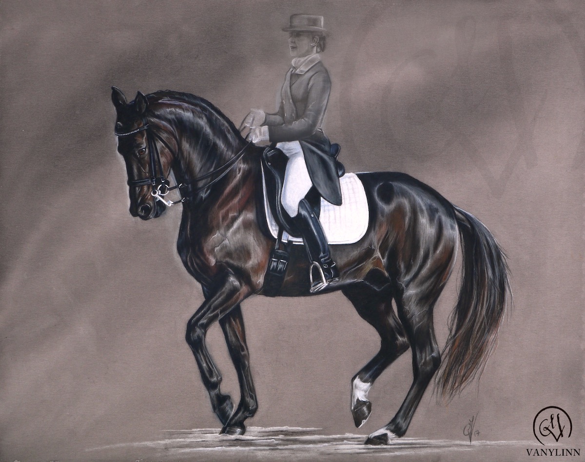 Doniro dressage horse pastel realistic.JPG