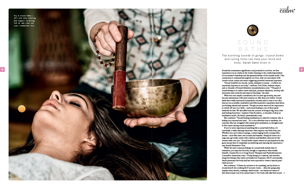 Sound baths - an in-depth article featuring interviews with wellness and nutrition expert, Jasmine Hemsley, Lush, co-founder of Sound Sebastien Toni Dicks, the founders of Re:Mind Studio, plus more