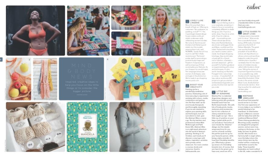 Mind & Body news, Project Calm magazine. Published August 2018. All stories compiled and written by me.