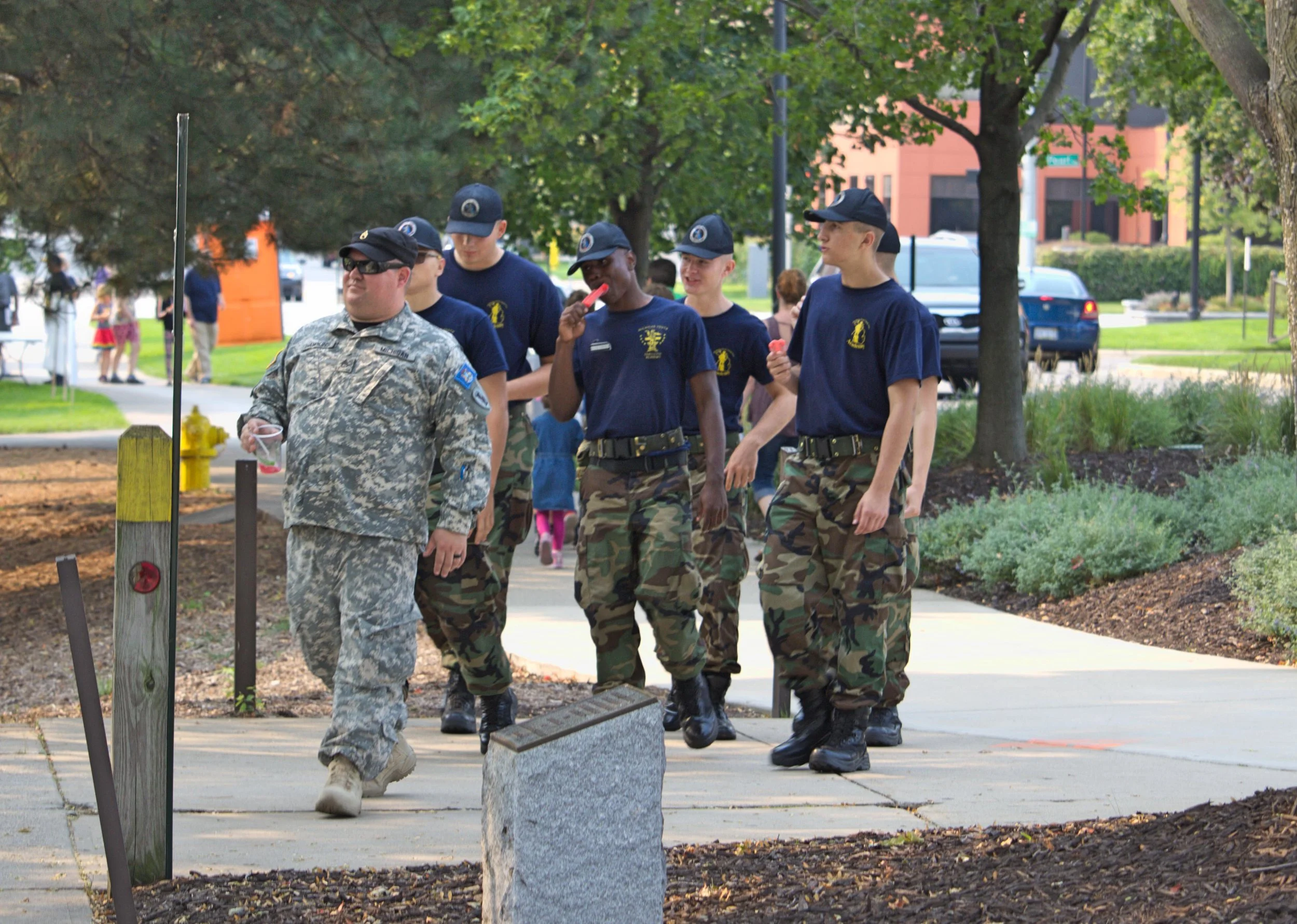 I had no idea who these guys were when I snapped the picture. I just saw a group of guys in fatigues eating popsicles and got a giggle out of it so I grabbed my camera. Probably my favorite of the day. I think they were ROTC.