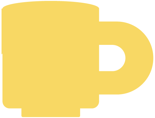 Une tasse de café jaune vue de face.