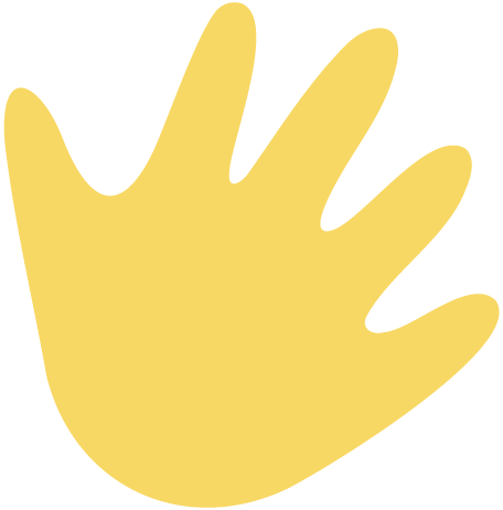 Une illustration d'une main jaune stylisée sur fond transparent.