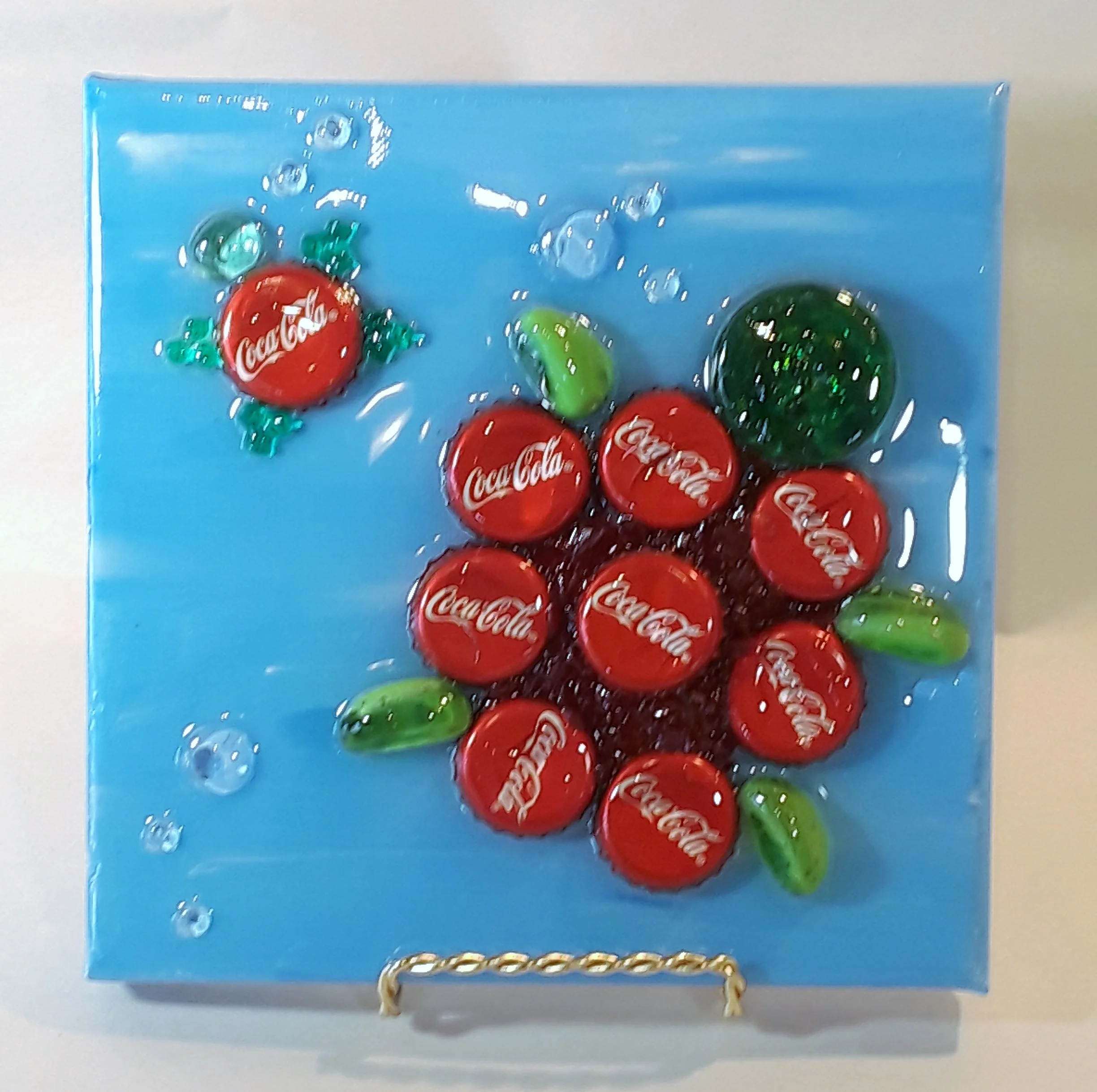Bottle cap Sea Turtles on canvas