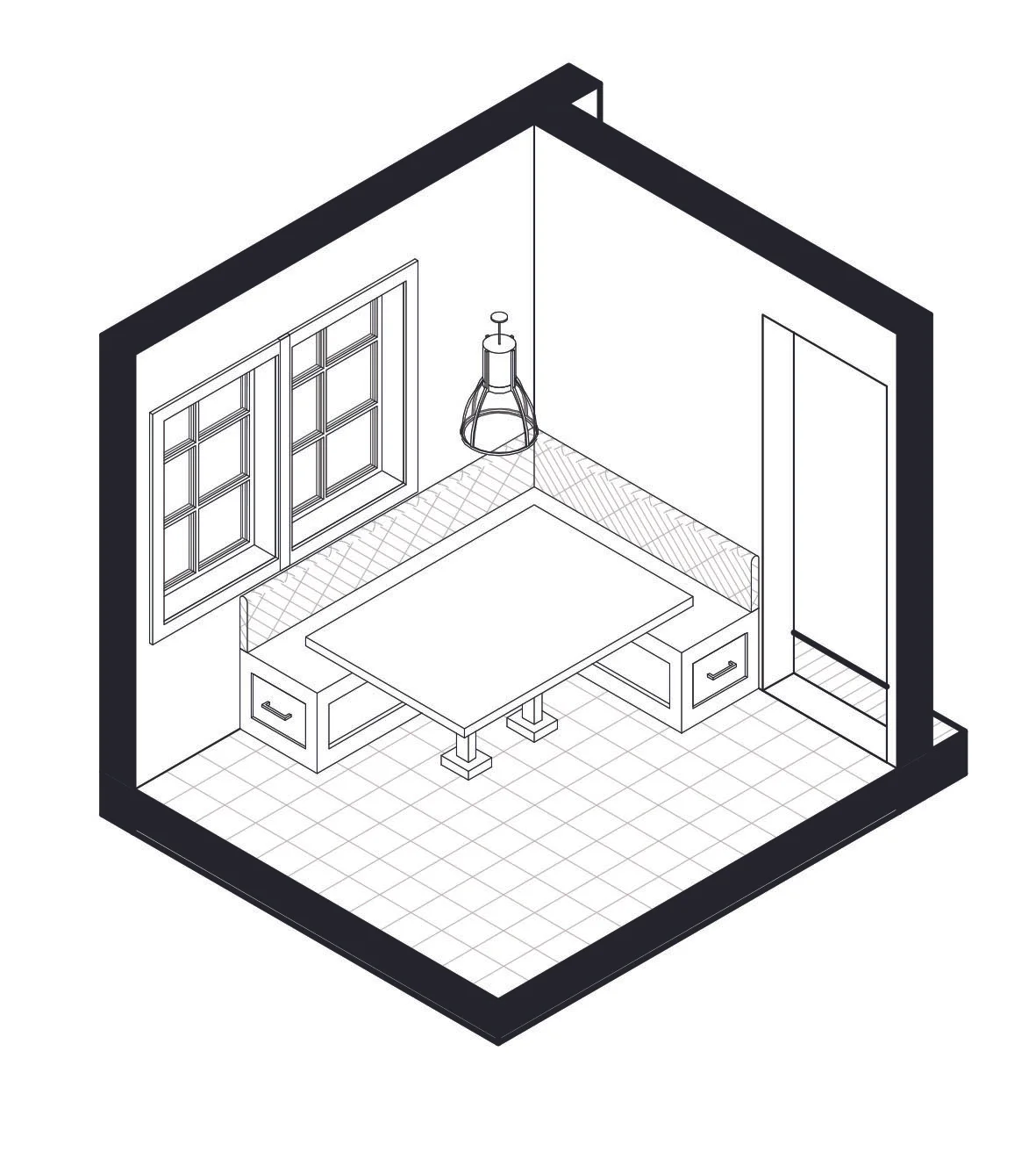 Axonometric - Kitchen Breakfast Nook