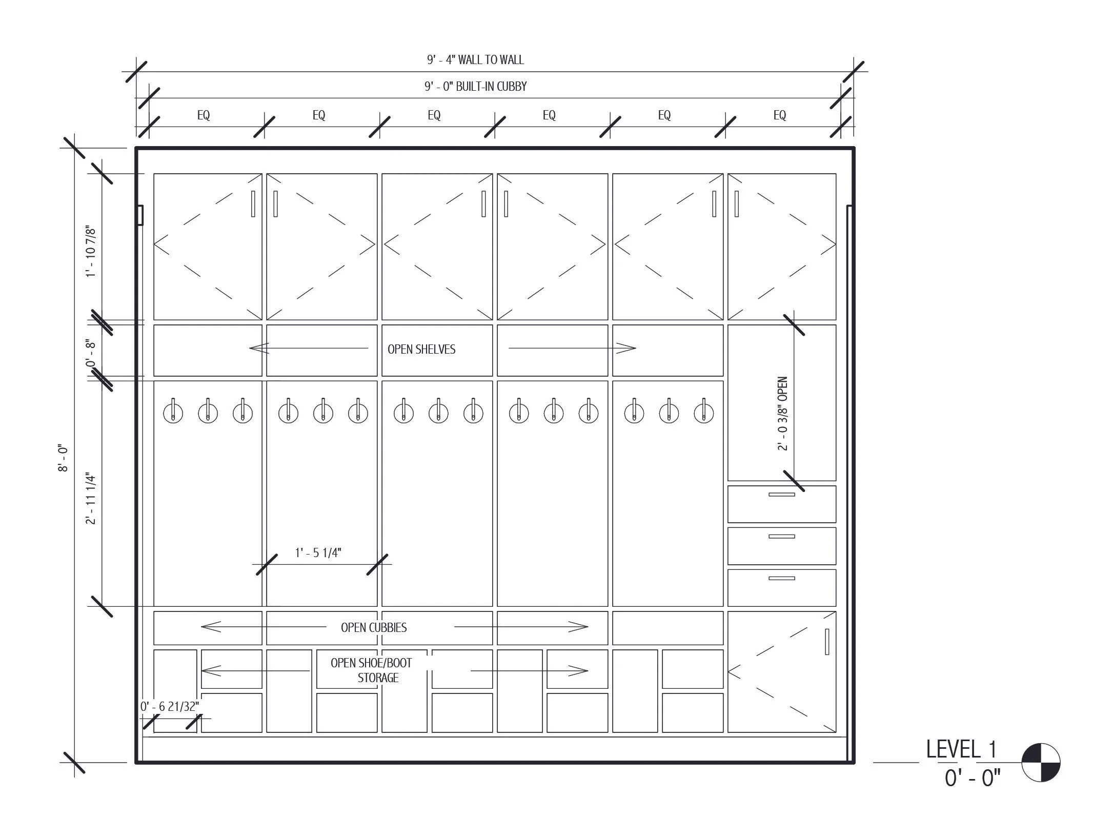 Elevation - Mudroom Cubbies