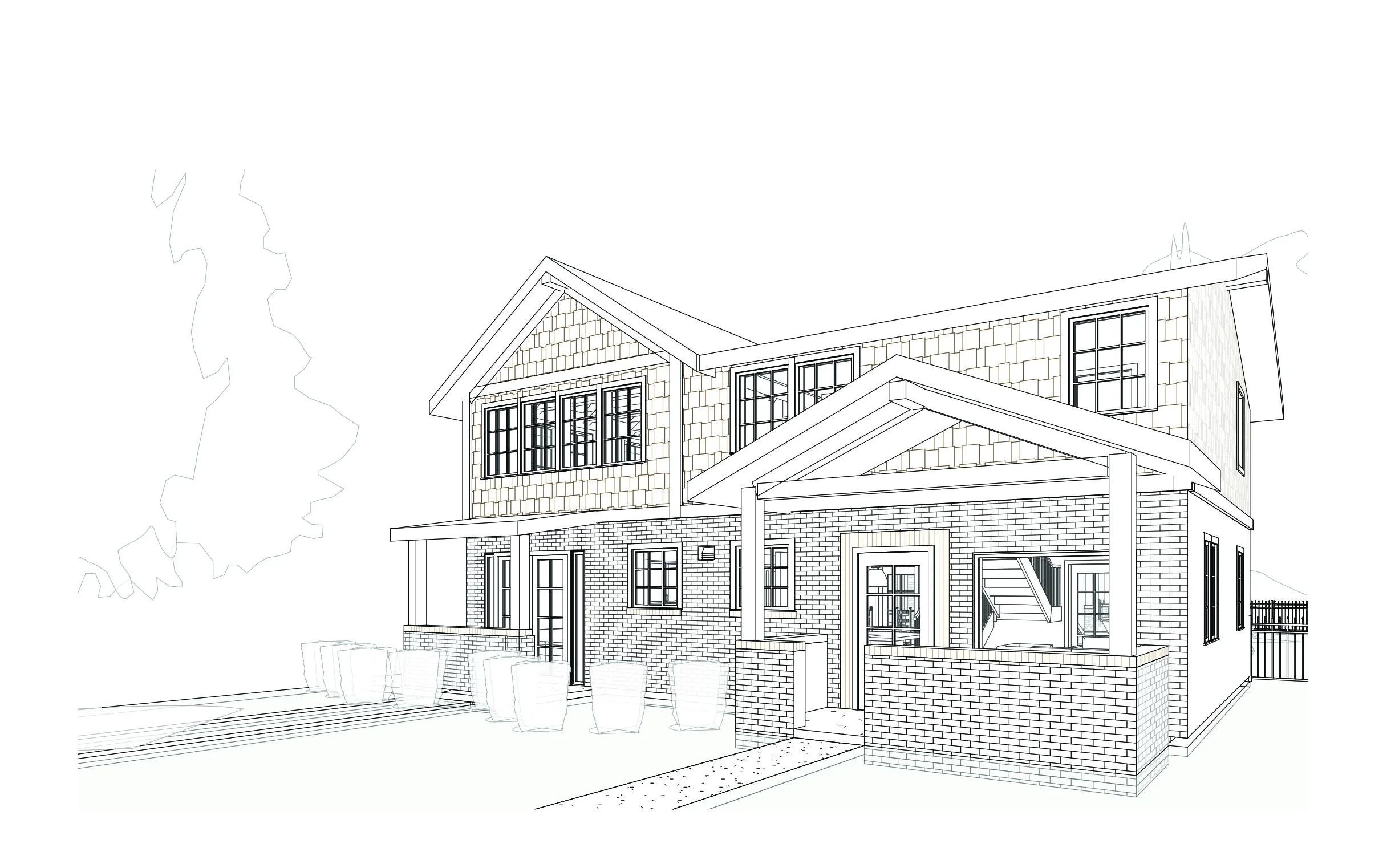 3D view of house with the new second floor addition.