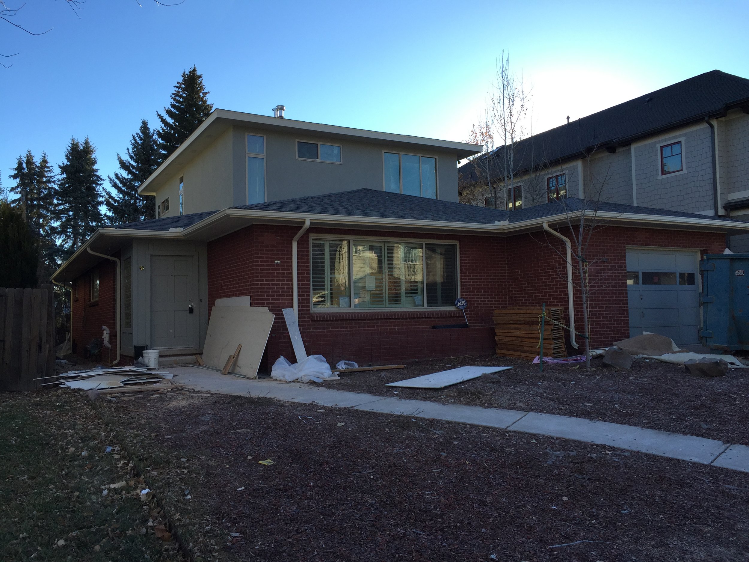 Exterior view with new addition (under construction)