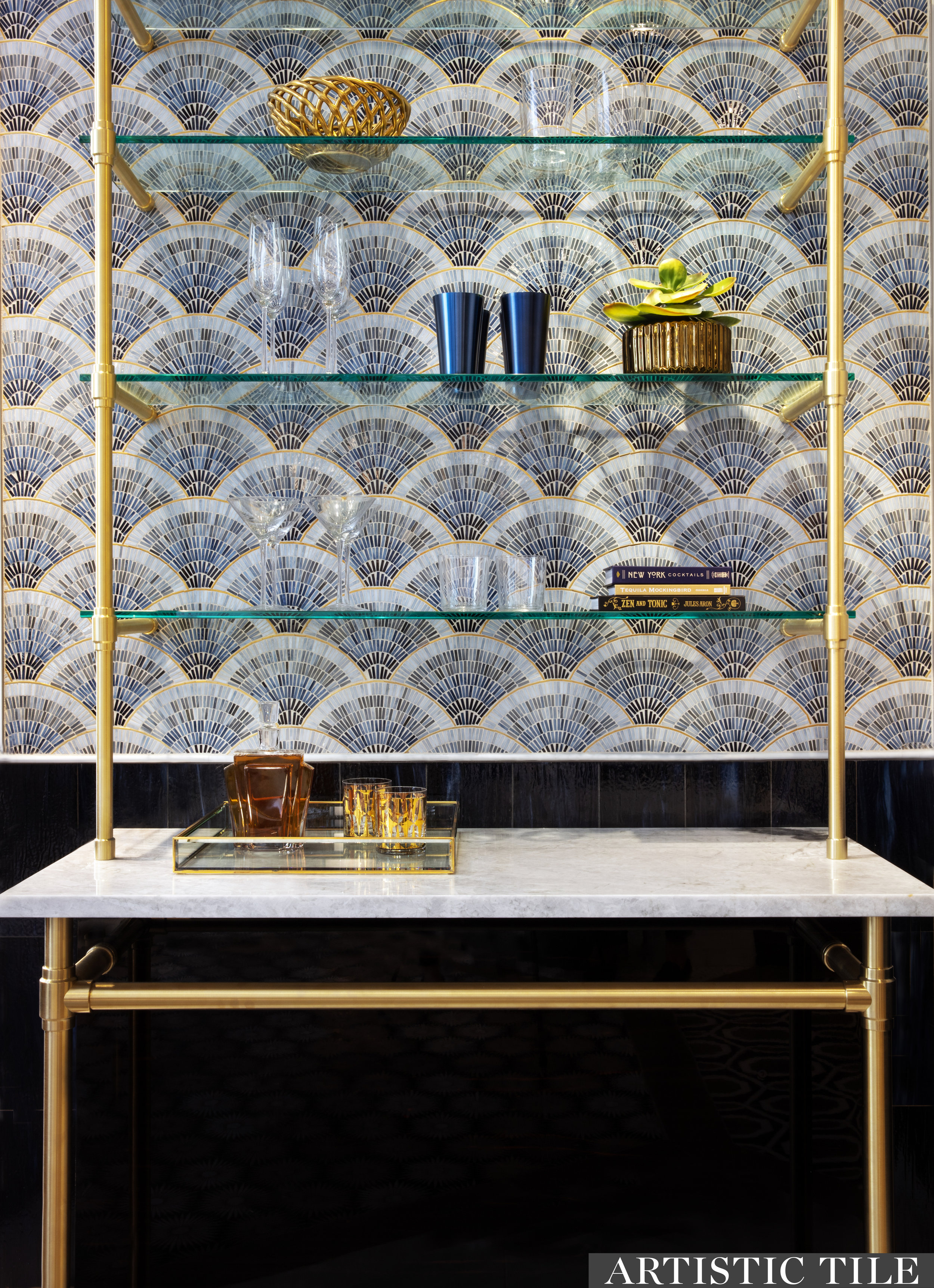 Fan Club Blue Ombre, with Brass accents