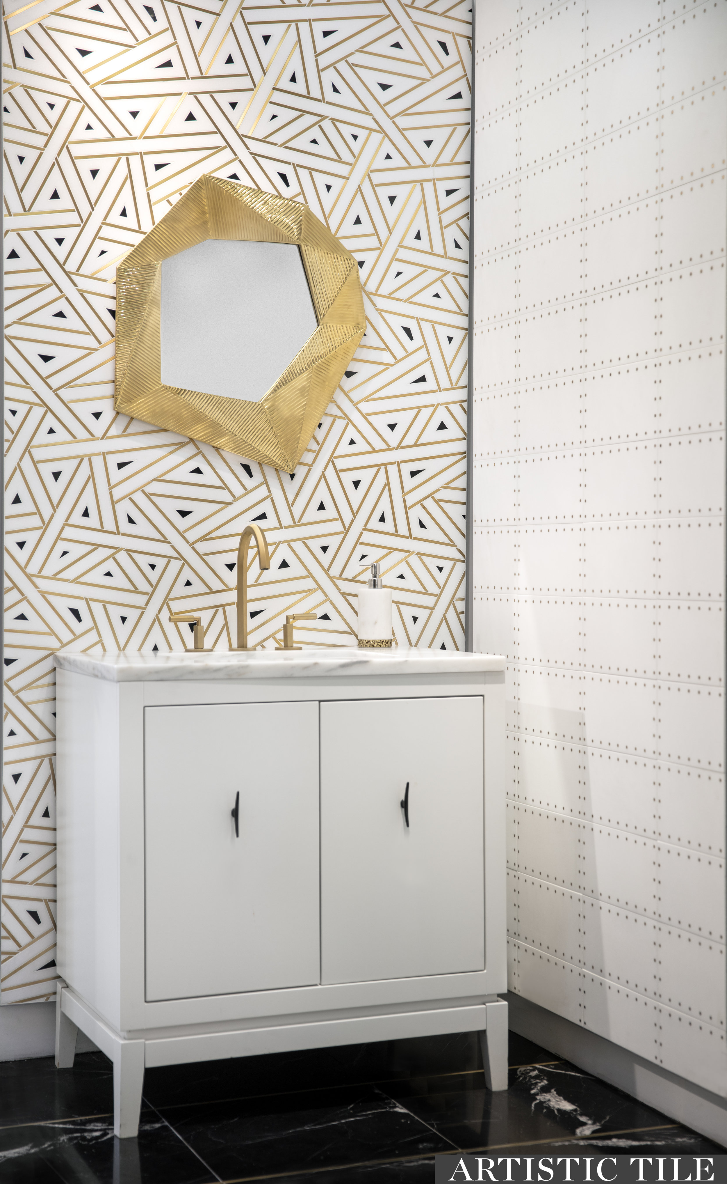 Gatsby mosaic with brass inlay