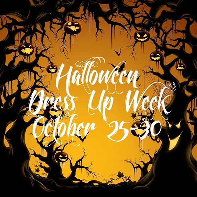 Halloween Dress Up Week runs October 25th - 30th!  All dancers are invited to dress up for classes!  Take a pic in our entry stairwell and tag us in your photos!  We can&rsquo;t wait to see you!! 🎃