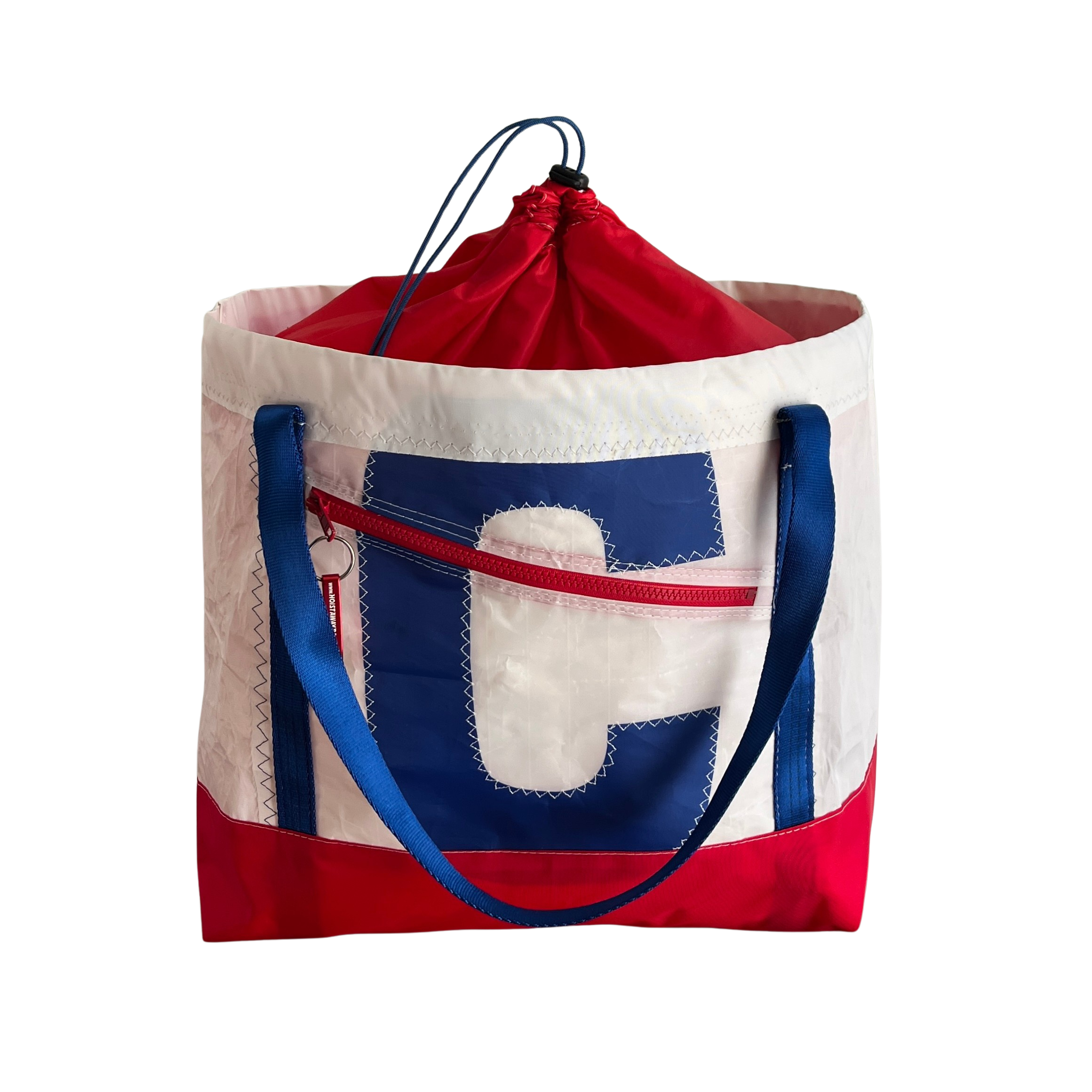 STOWAWAY BAG (Large): Red and Royal Blue