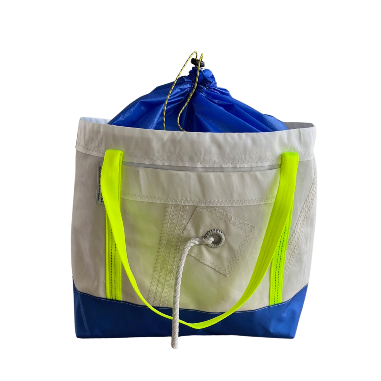 STOWAWAY BAG (Large): Royal Blue and Neon Yellow