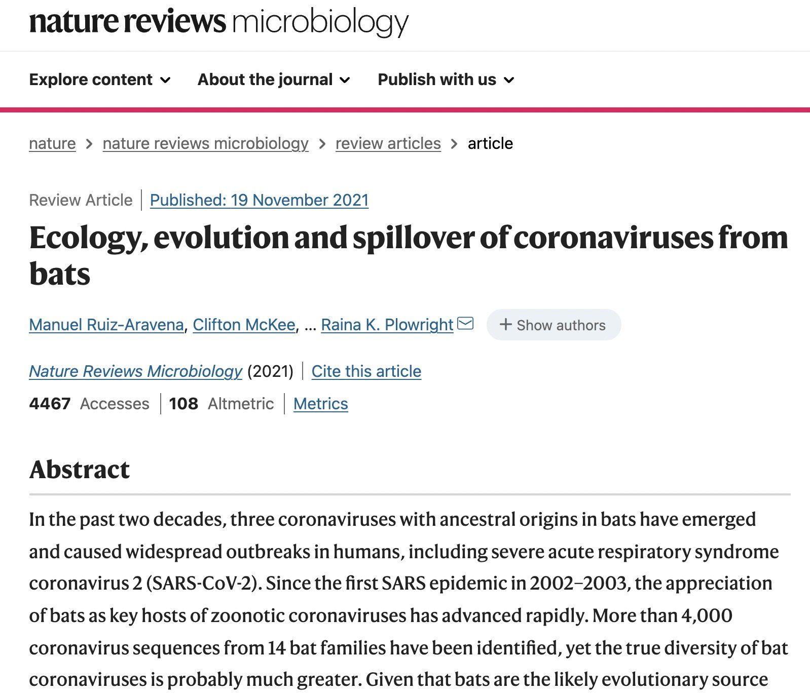 Bat OneHealth publishes intensive review of bat coronaviruses