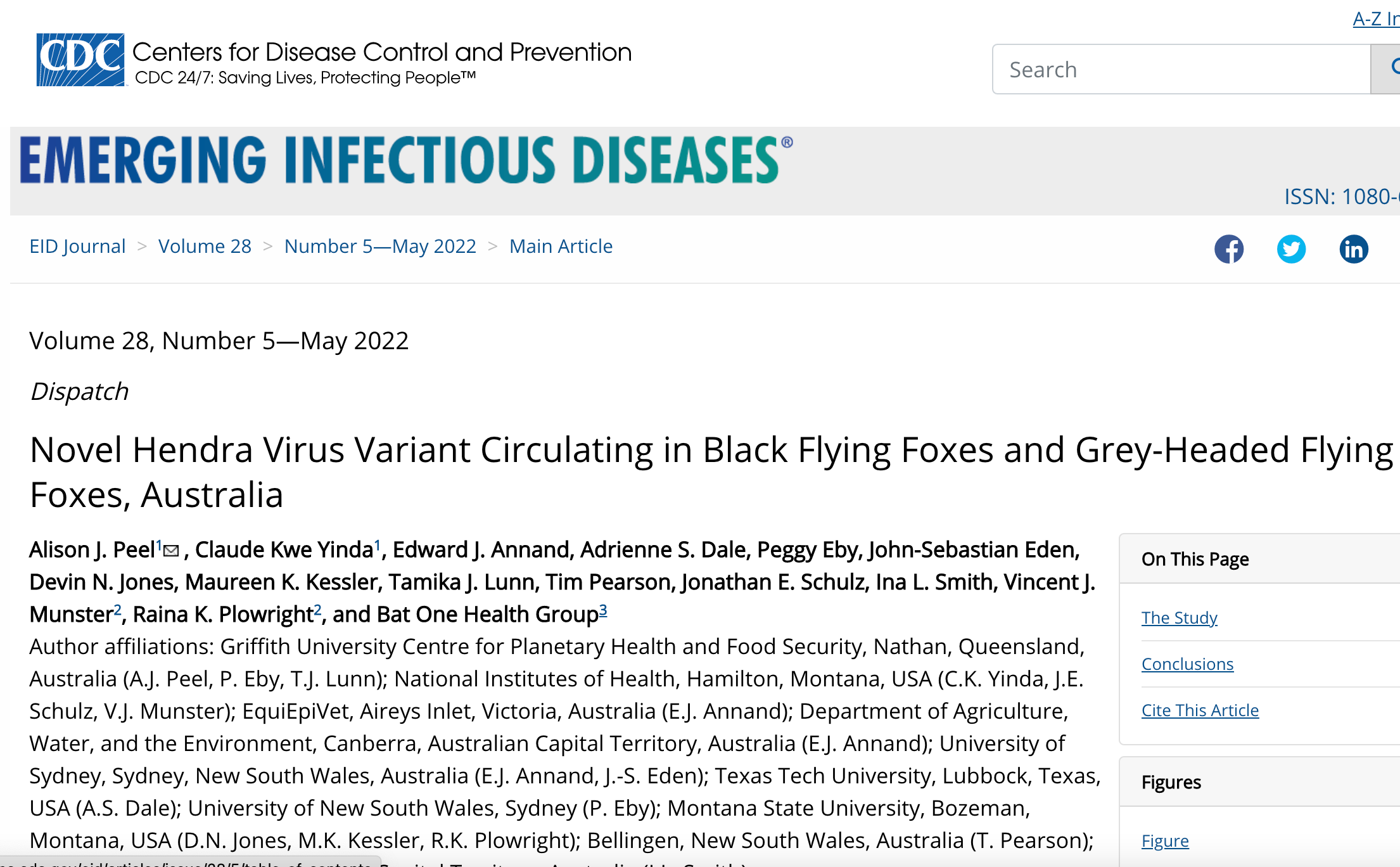 New paper in EID about detecting novel Hendra virus in our bat samples