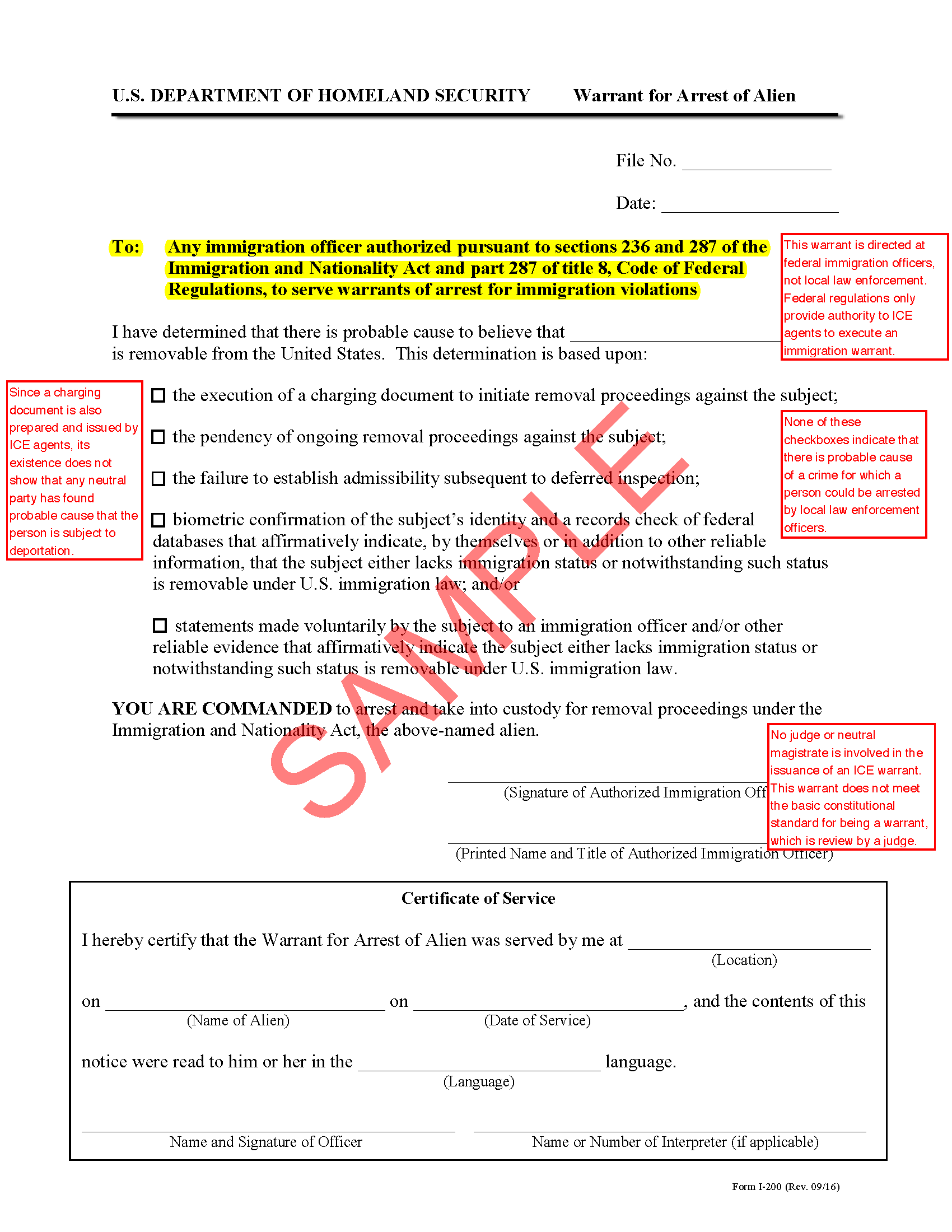 Annotated ICE Warrant