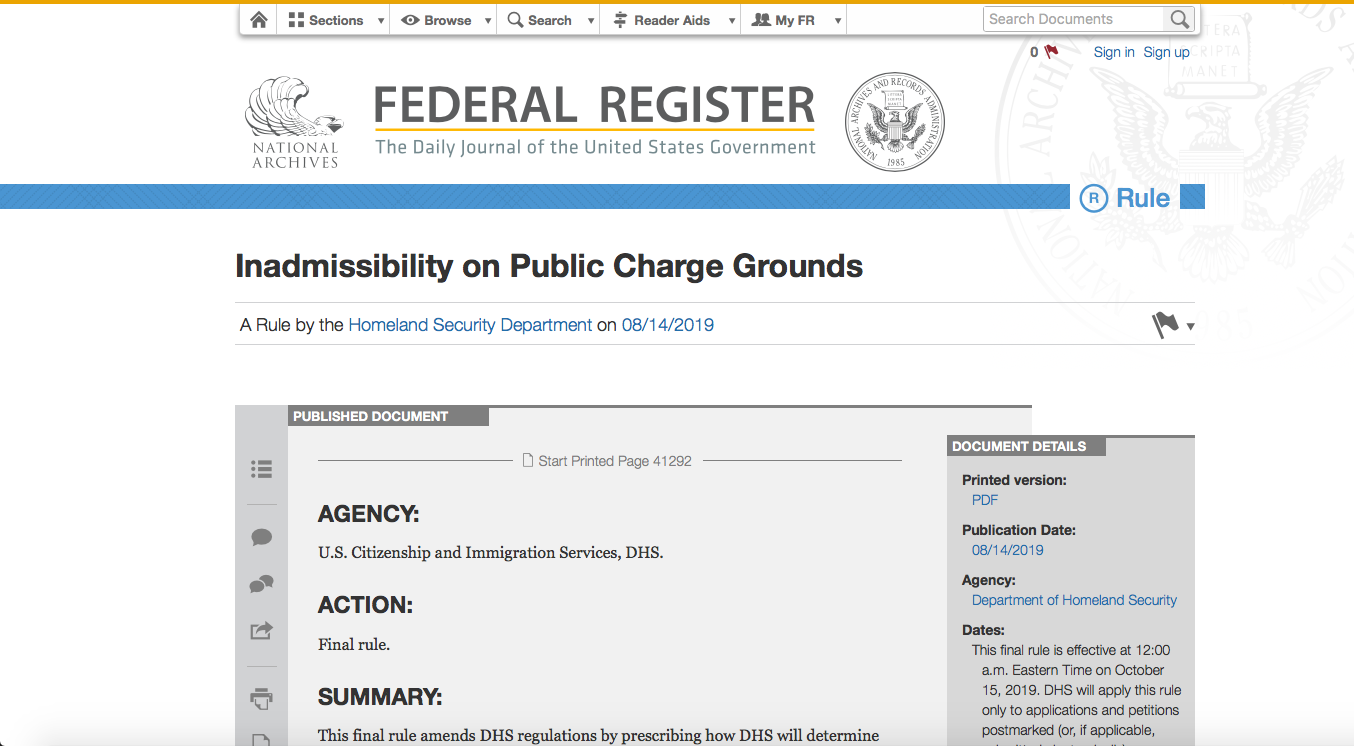 Revised Rule on Public Charge (Full Text)