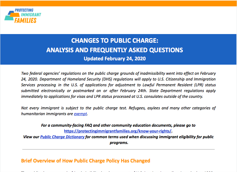 Changes to Public Charge Analysis