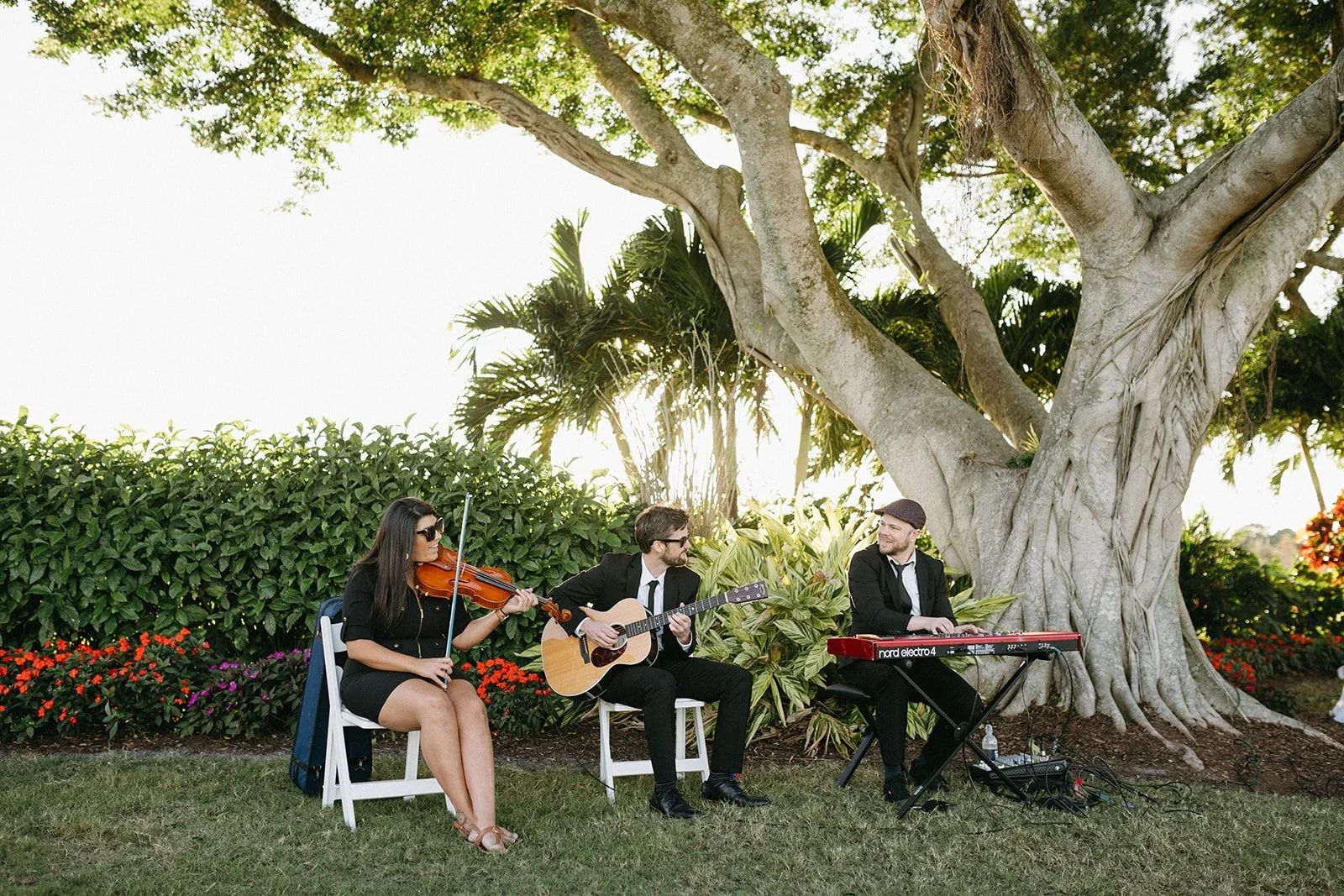 Swooners performs wedding ceremony with violin, guitar, and keyboard