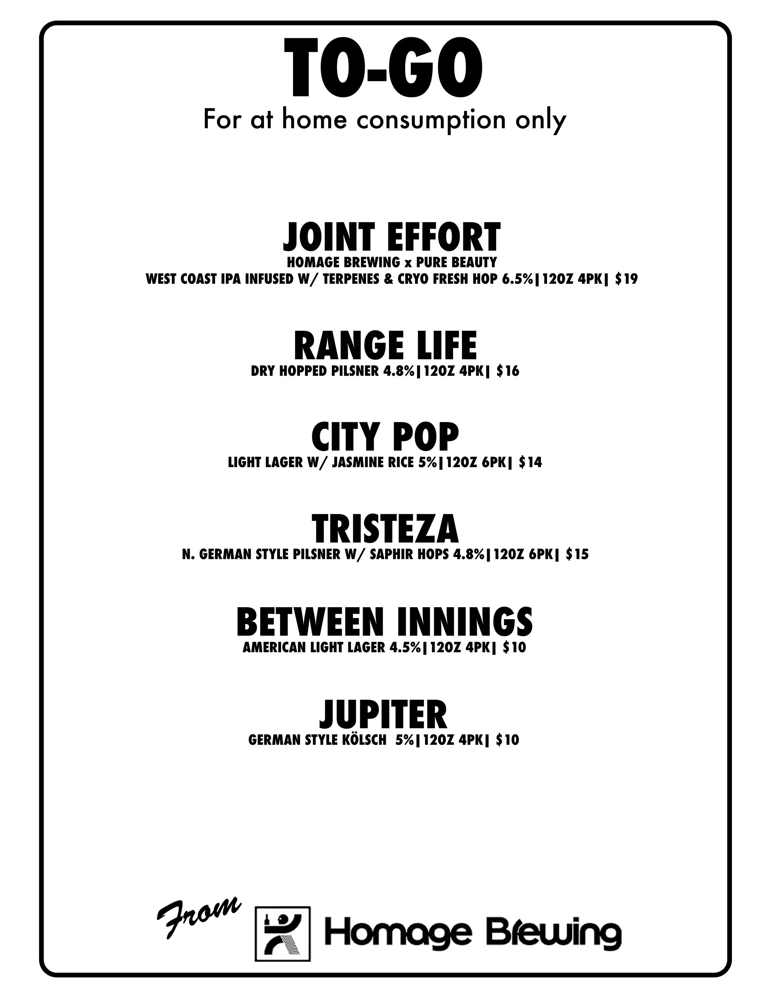 To-Go List of 4 Packs & 6 Packs of Canned Beer. Crispy Cold Lagers, Hoppy Ales, Tart Saison Spritz & More.