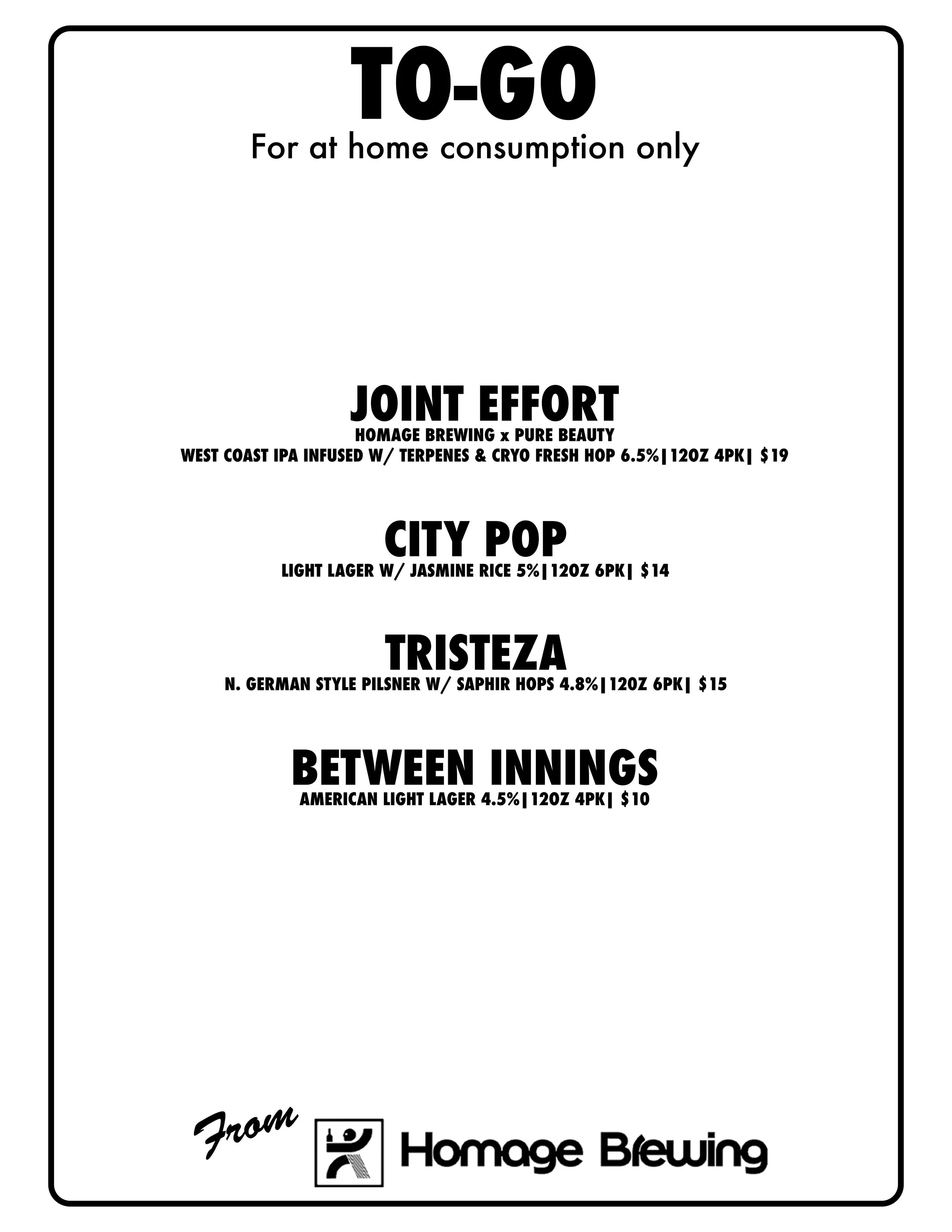 To-Go List of 4 Packs & 6 Packs of Canned Beer. Crispy Cold Lagers, Hoppy Ales, Tart Saison Spritz & More.