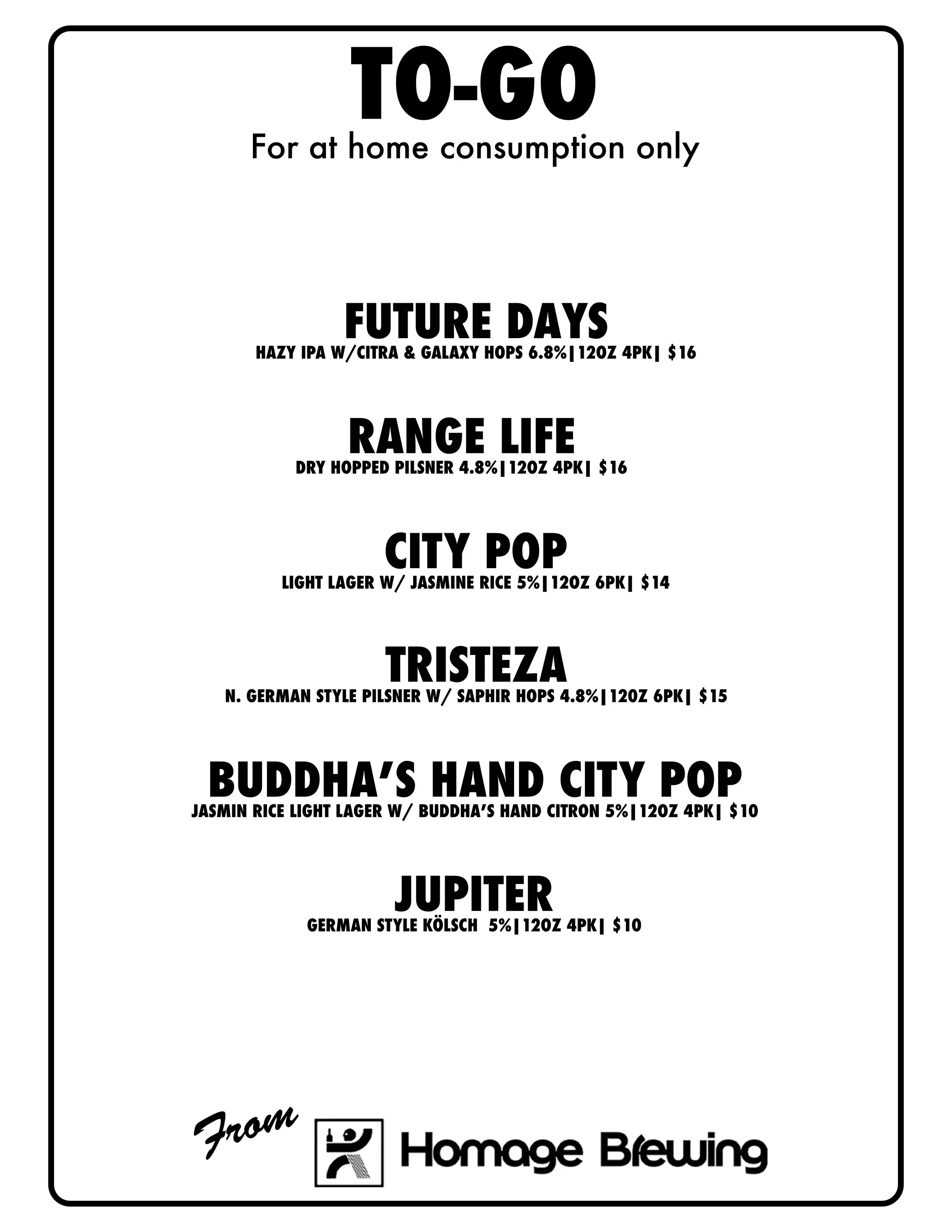 To-Go List of 4 Packs & 6 Packs of Canned Beer. Crispy Cold Lagers, Hoppy Ales, Tart Saison Spritz & More.