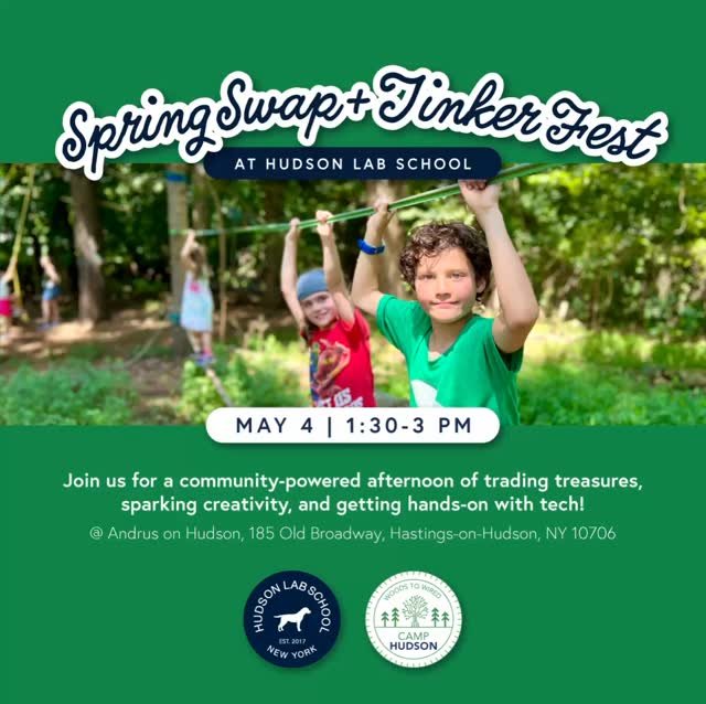 Come to @hudsonlabschool for our Spring Swap & Tinker Fest TODAY from 1:30–3:00 PM! Come by for fun activities, tech take apart, community spirit, and a taste of springtime joy possibly including May showers—we can’t wait to see
