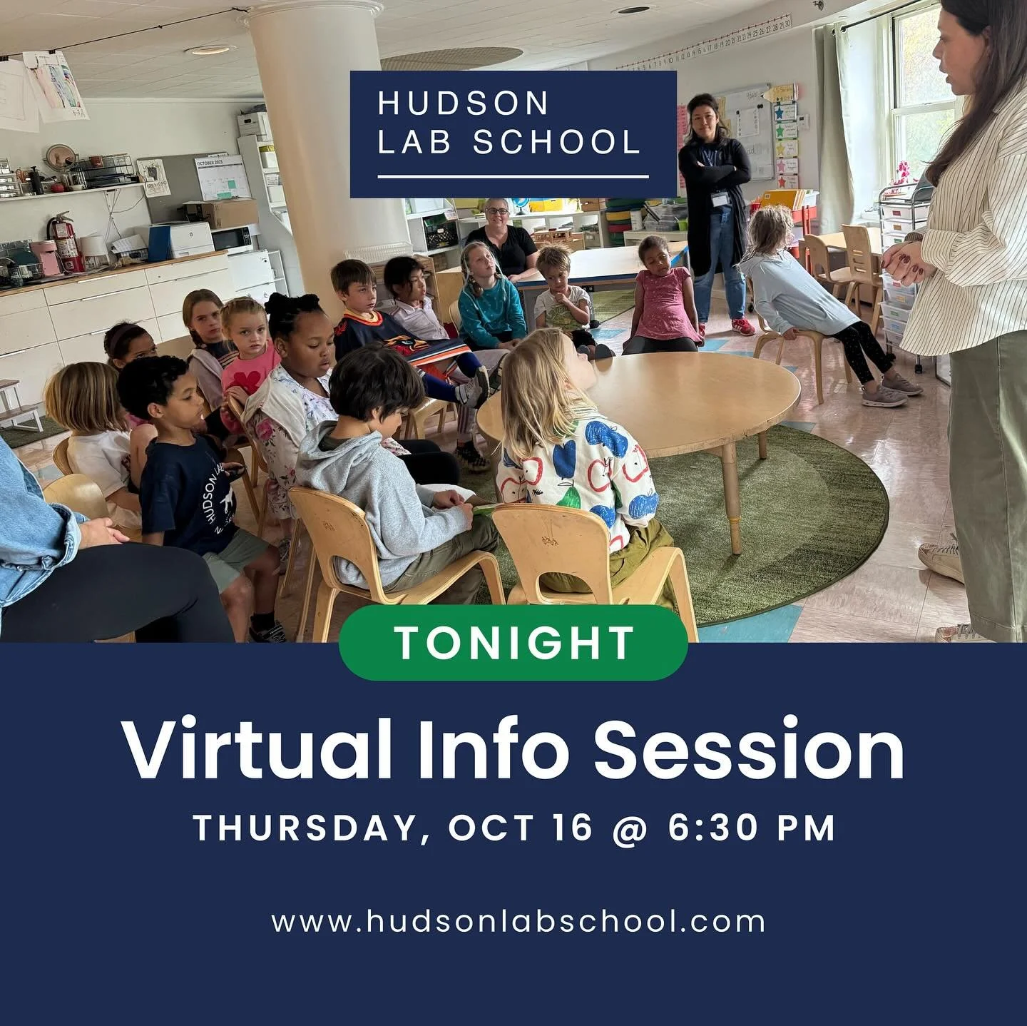 This evening, we invite families to discover our unique approach to project-based learning at Hudson Lab School during our Virtual Info Session. We hope you will join us.

Virtual Info Session
Thursday, Oct 16 @ 6:30 pm 
Link to Join:  https://hudson